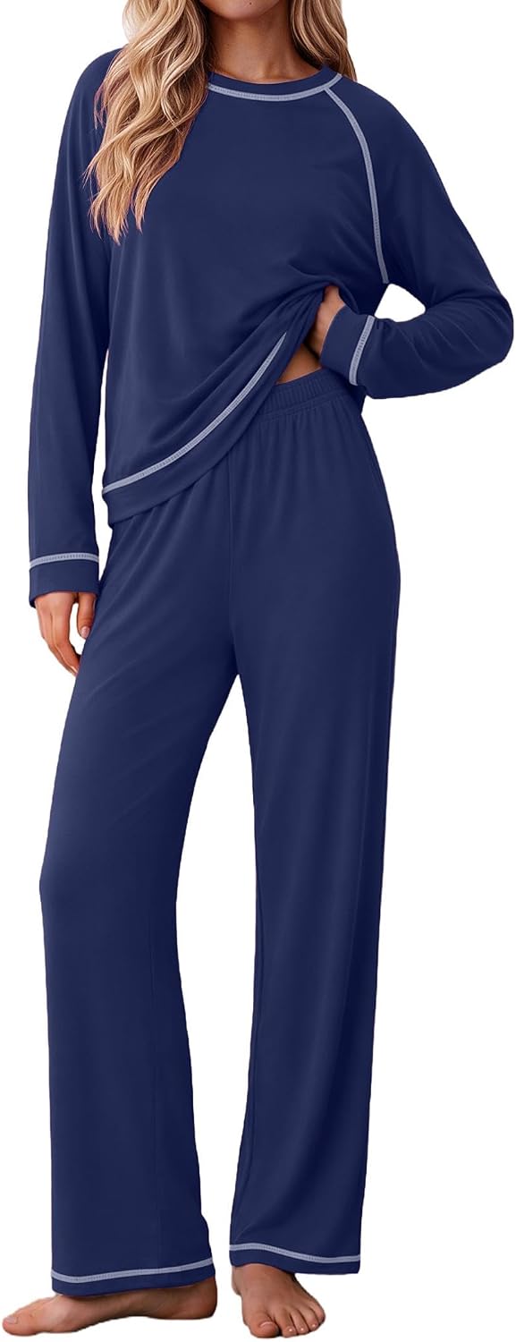 Detalle de Ekouaer Women's Pajama Set, Long Sleeve