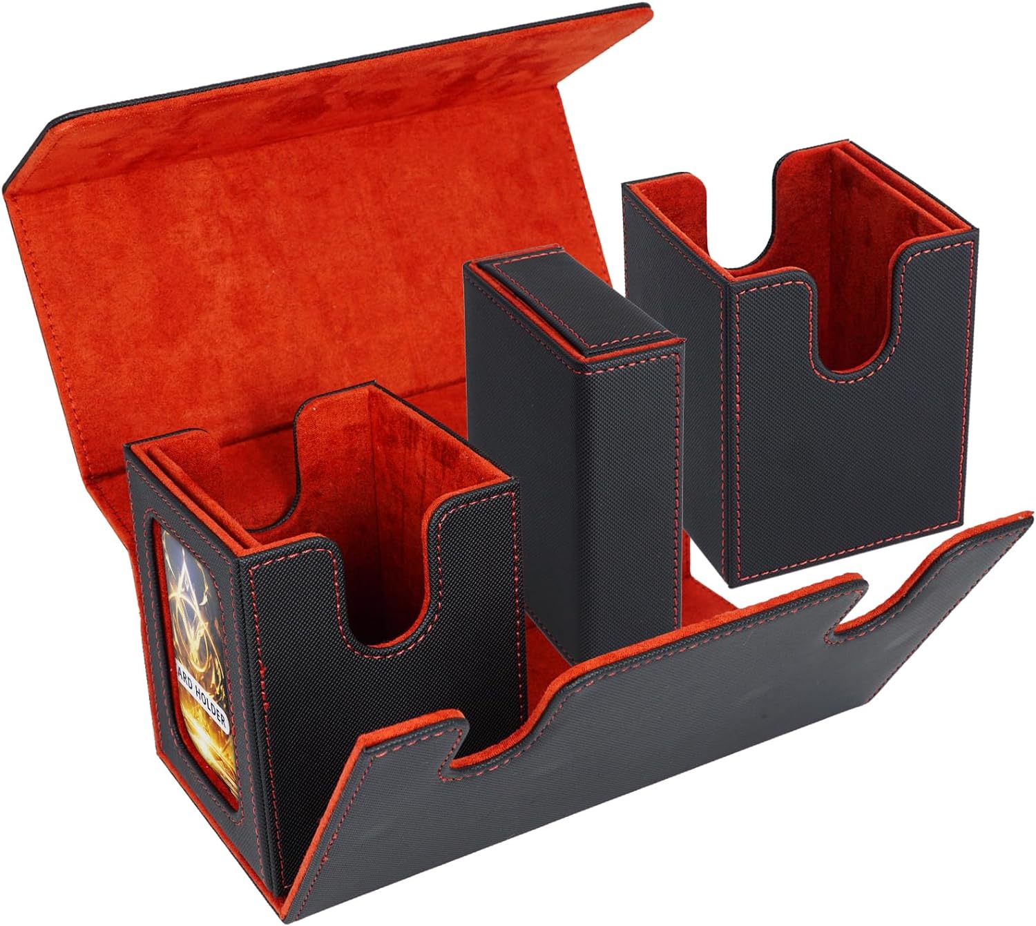 Thumbnail 3 de AFIING MTG Deck Box with Commander Display: 200 Double-Sleeved Card Capacity, 3-in-1 Storage, and 2 Toploaders