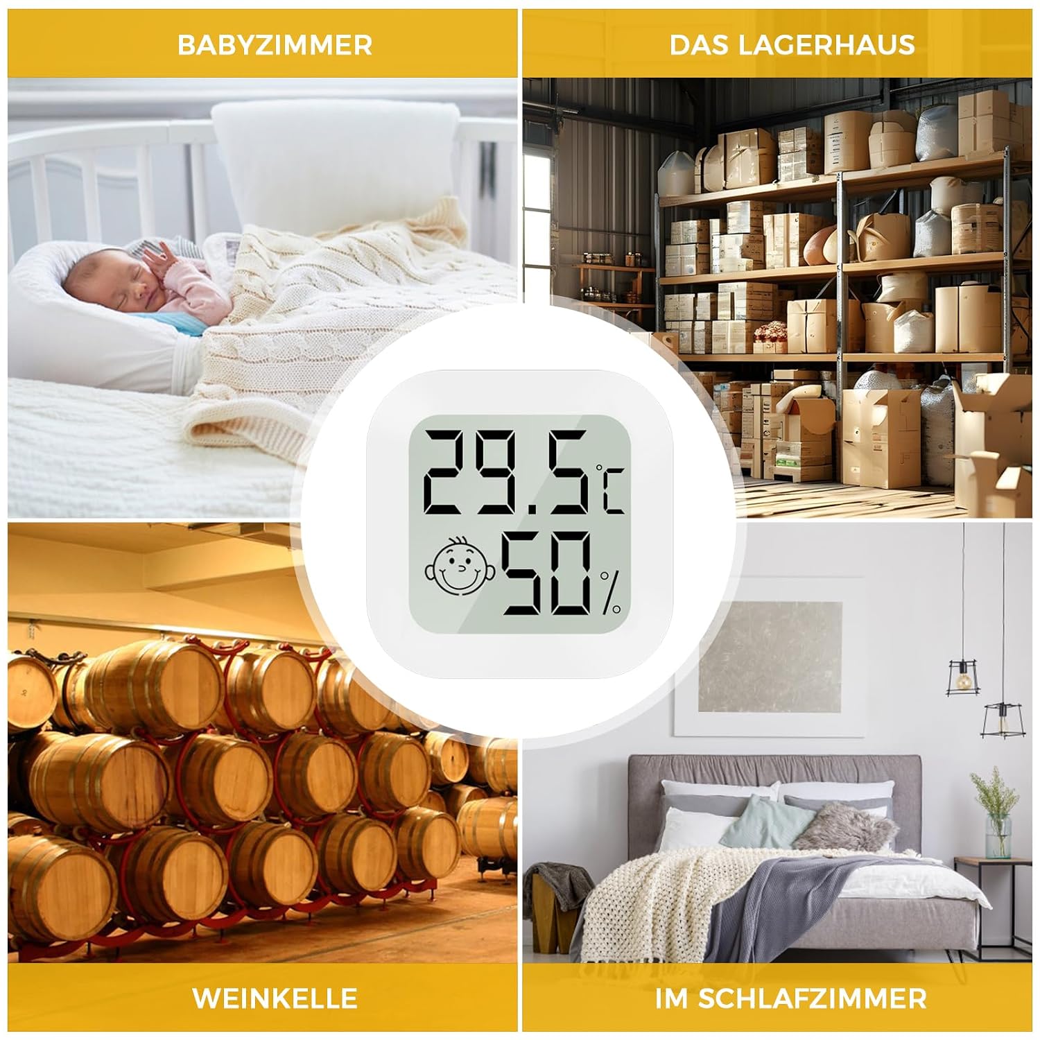 Thumbnail 6 de CNMTCCO Thermometer – 4 Stück Hygrometer Innen, kompakte Raumklima-Messgeräte
