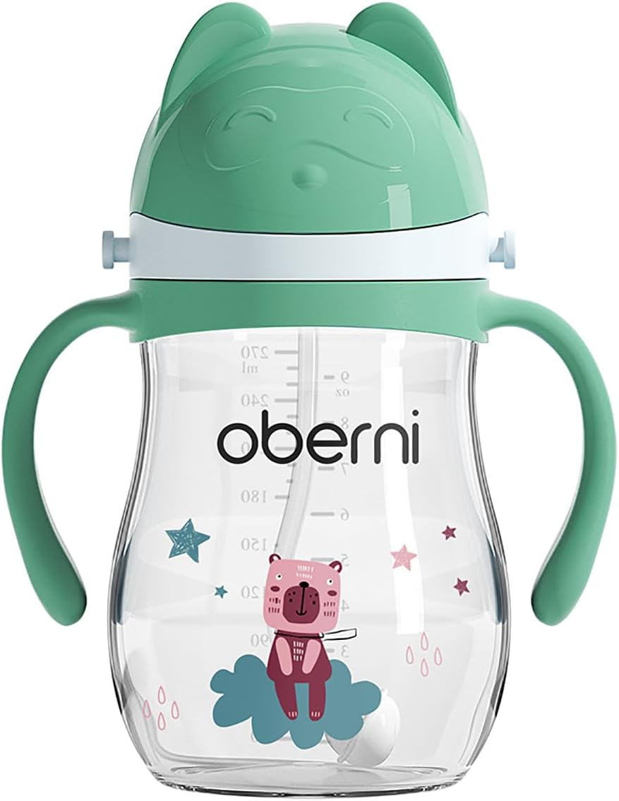 Detalle de Oberni Tritran Sippy Non-Spill Baby Water Bottle (Tritan training cup) – Leakproof straw cup for 12M+
