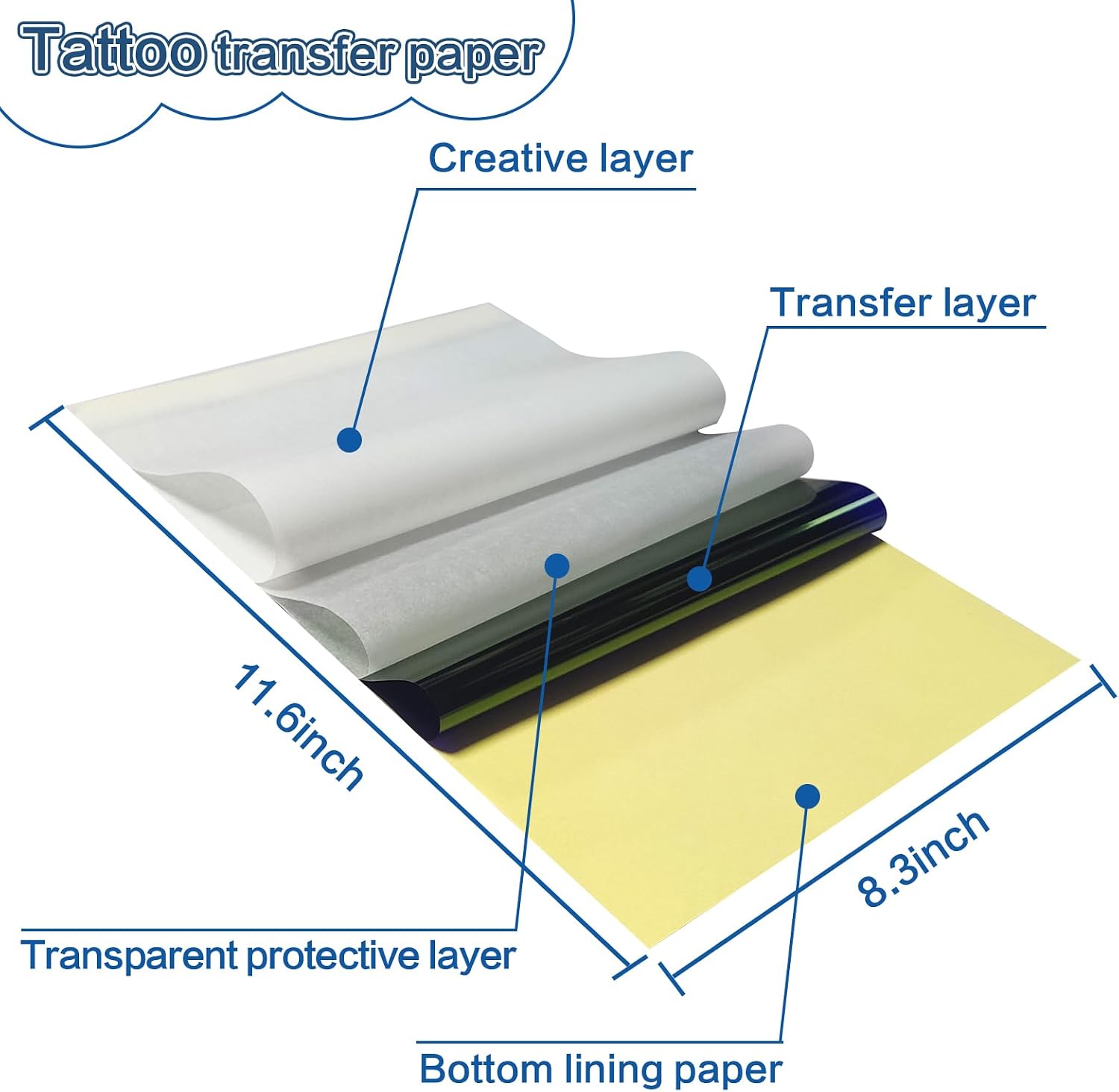 Detalle 2 de PIXESTT 110 Blätter Tattoo Papier A4 🖨