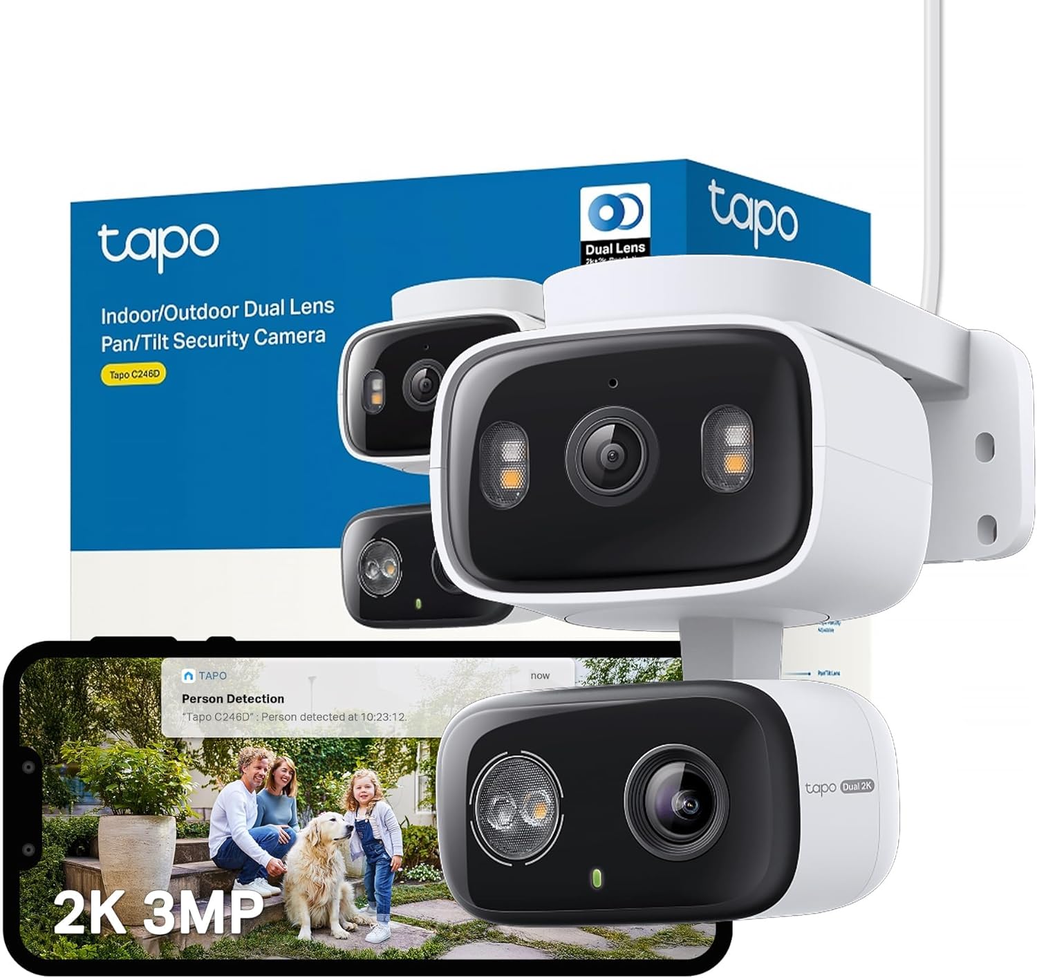 Detalle de Tapo C246D 3MP dual‑lens outdoor camera