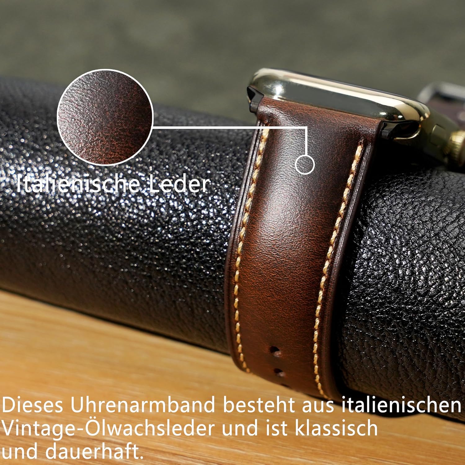 Thumbnail 5 de Gomvadr Vintage Leather Watch Bands for Apple Watch (38–49mm) – wax oil-tanned leather strap