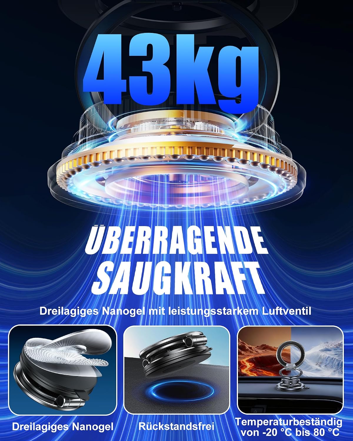 Thumbnail 5 de Glangeh Ultradünne Handyhalterung Auto 95 LBS