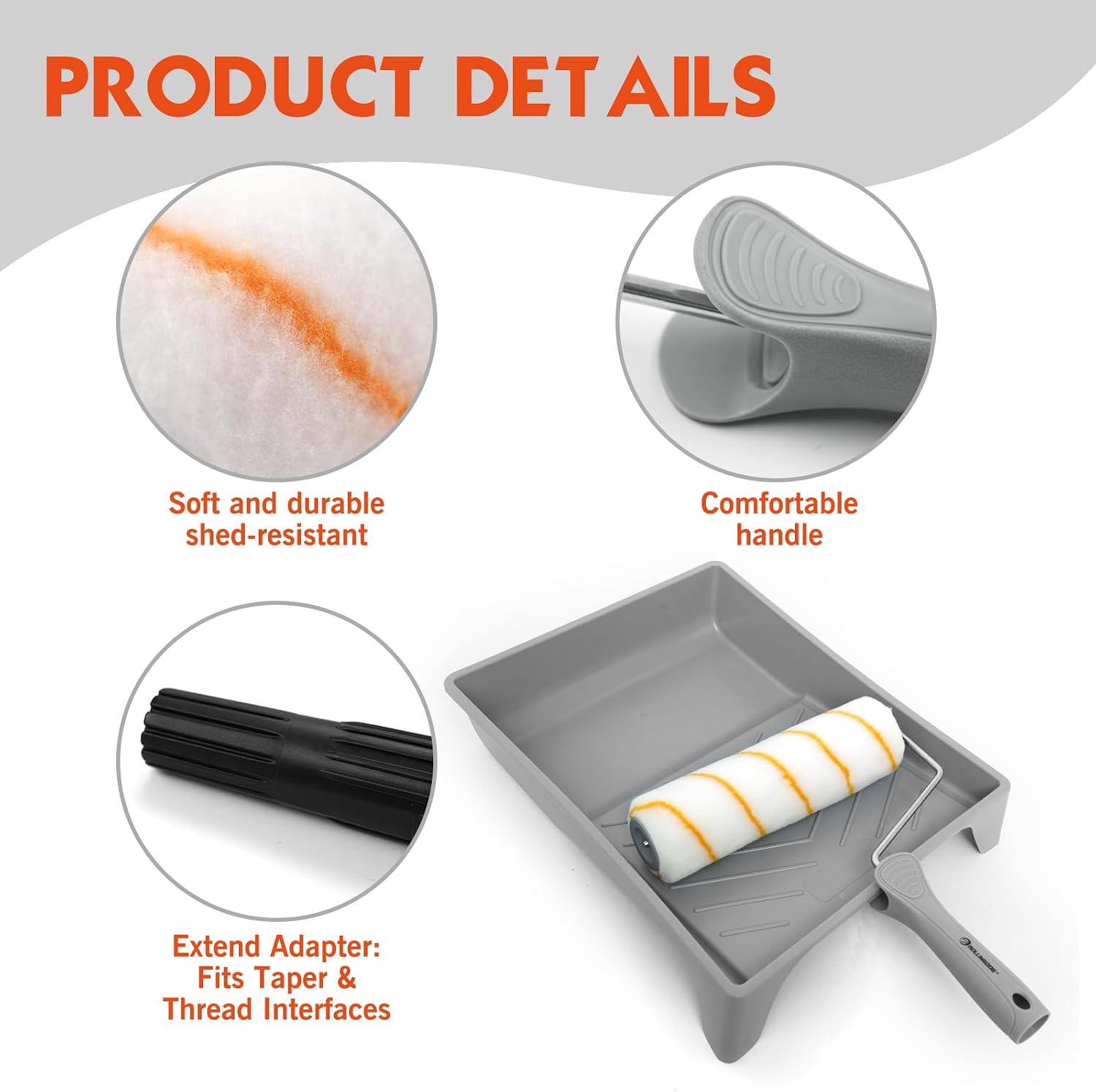 Thumbnail 3 de ROLLINGDOG 9-Inch Paint Roller Set with Extension Pole – 10 Pack