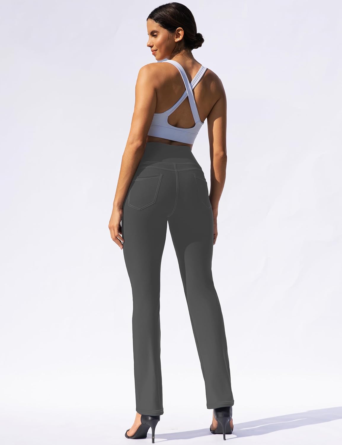 Detalle 2 de VOOVEEYA Women's High-Waisted Straight-Leg Yoga Leggings with Deep Pockets