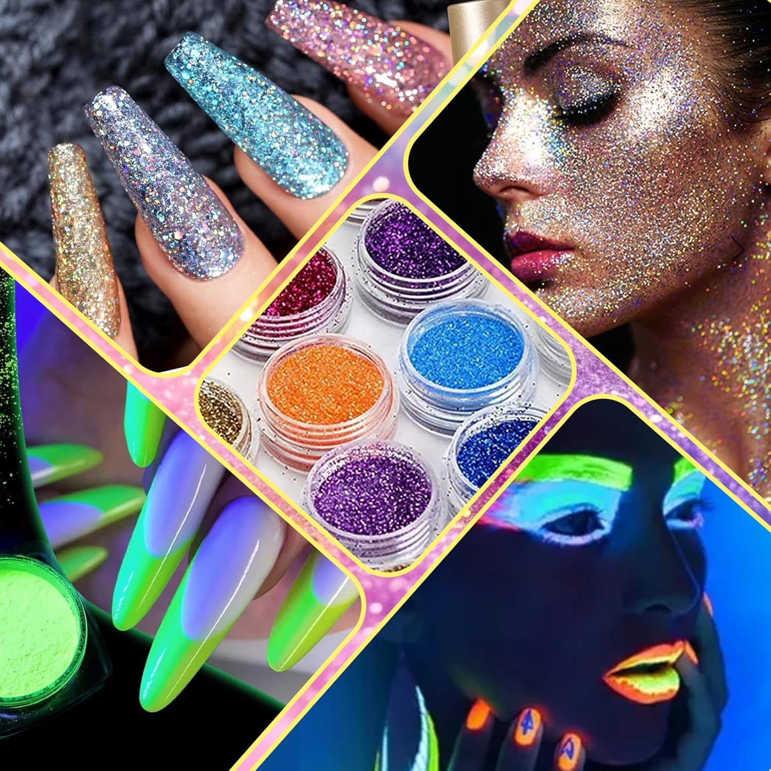Detalle de Glitzer Tattoo Set Kinder – 24 Glitzerfarben, 150 Schablonen und mehr für kreative Hautkunst