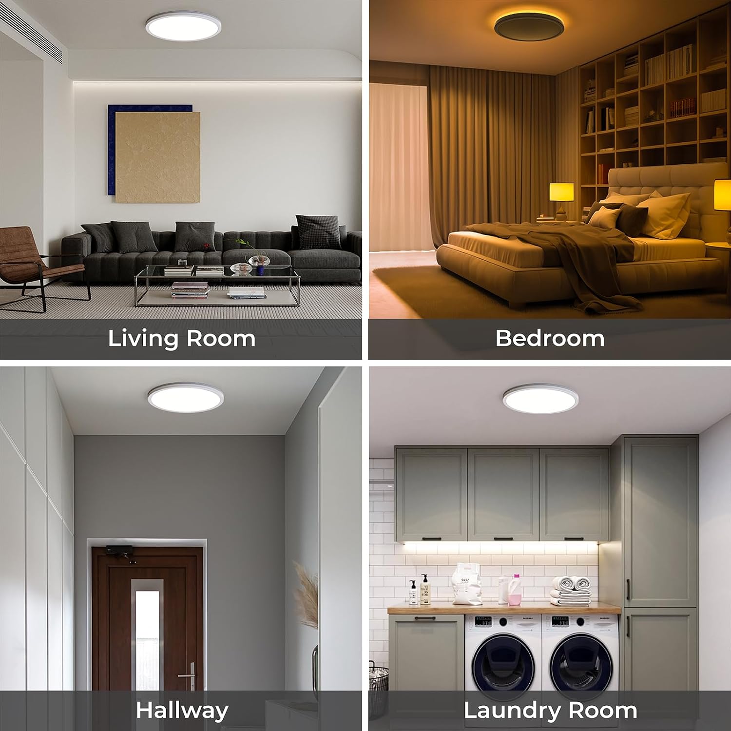 Thumbnail 6 de Matane LED Deckenleuchte 2er-Set mit Fernbedienung, dimmbar 18W Hauptlicht, 5W Nachtlicht, 3000–6500K, 22 cm Ø, Warmweiß bis Kaltweiß
