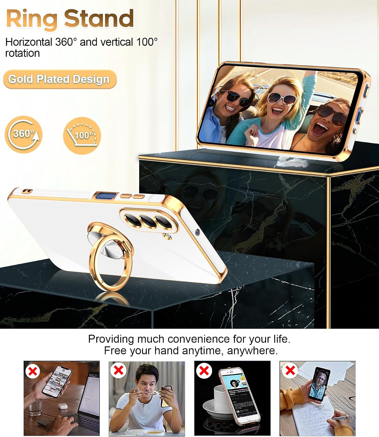 Detalle de LeYi Samsung Galaxy A17 5G Case with 360° Ring Stand, 2 Screen Protectors
