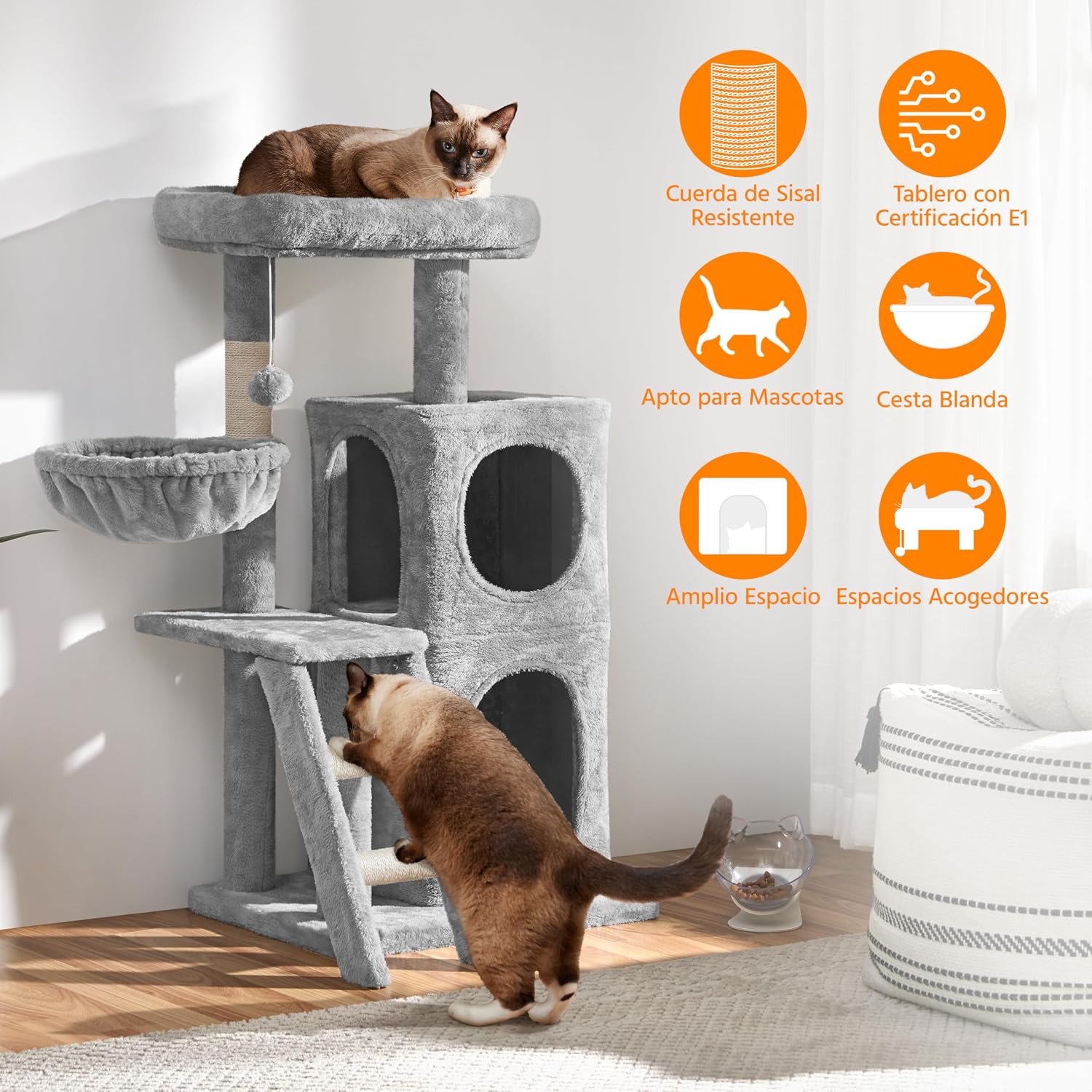 Thumbnail 3 de Yaheetech Árbol de Escalada para Gatos 94 cm Gris