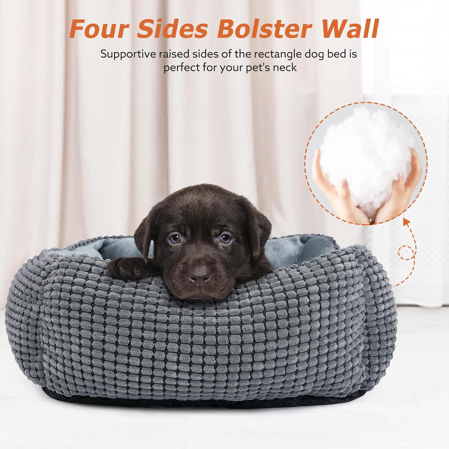 Detalle de MIXJOY Rectangle Dog Bed 25 in, Grey