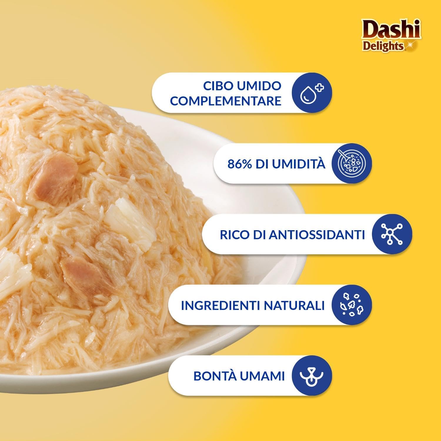 Detalle de INABA Dashi Delights Delicate Flakes: Fiocchi in Brodo per Gatti, 3 Ricette – 12 Bustine da 40 g