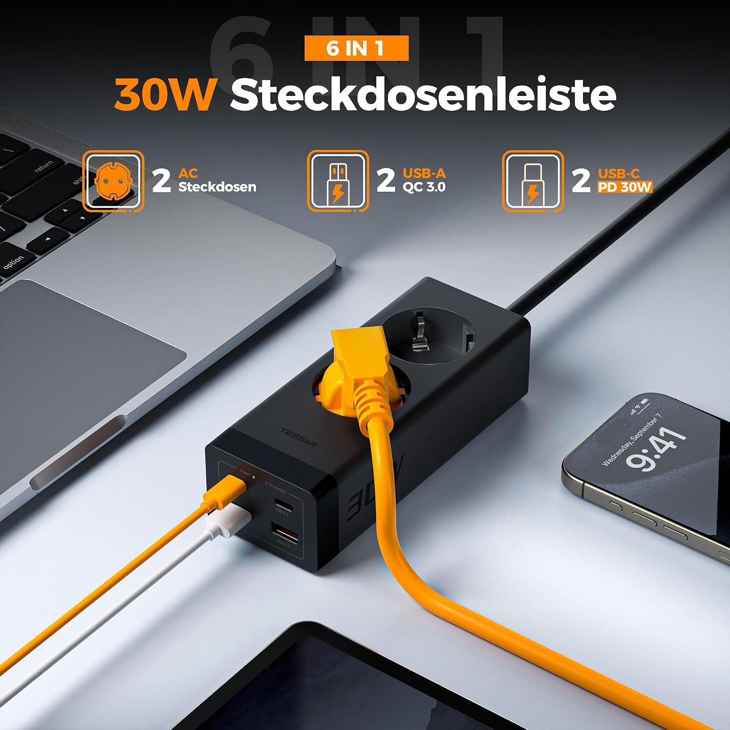 Detalle 2 de TESSAN 30W USB C Steckdosenleiste