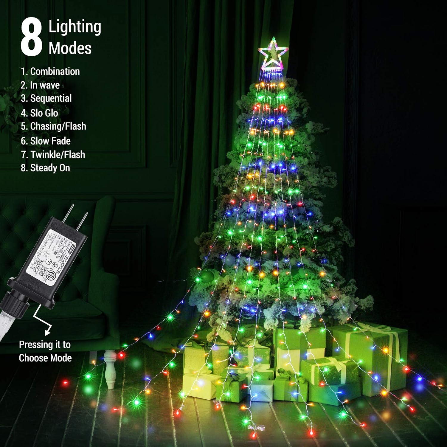 Detalle 2 de Toodour JT-EL/FC300V0200-C Christmas Star Lights, 317 LEDs, 8 Modes