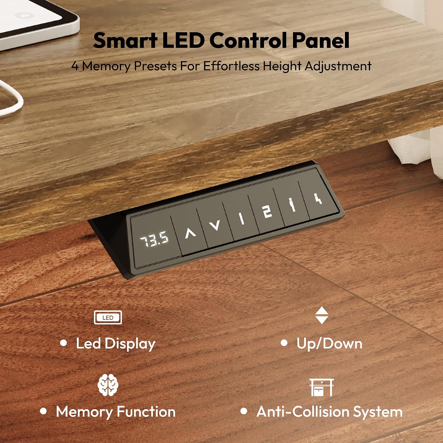 Thumbnail 3 de SANODESK 140 x 60 Electric Standing Desk with Memory Panel and Cable Management