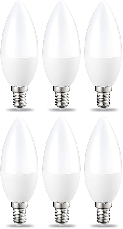 Detalle de Amazon Basics Bombillas LED E14 Vela, 4.9W, Blanco Cálido, 6 unidades