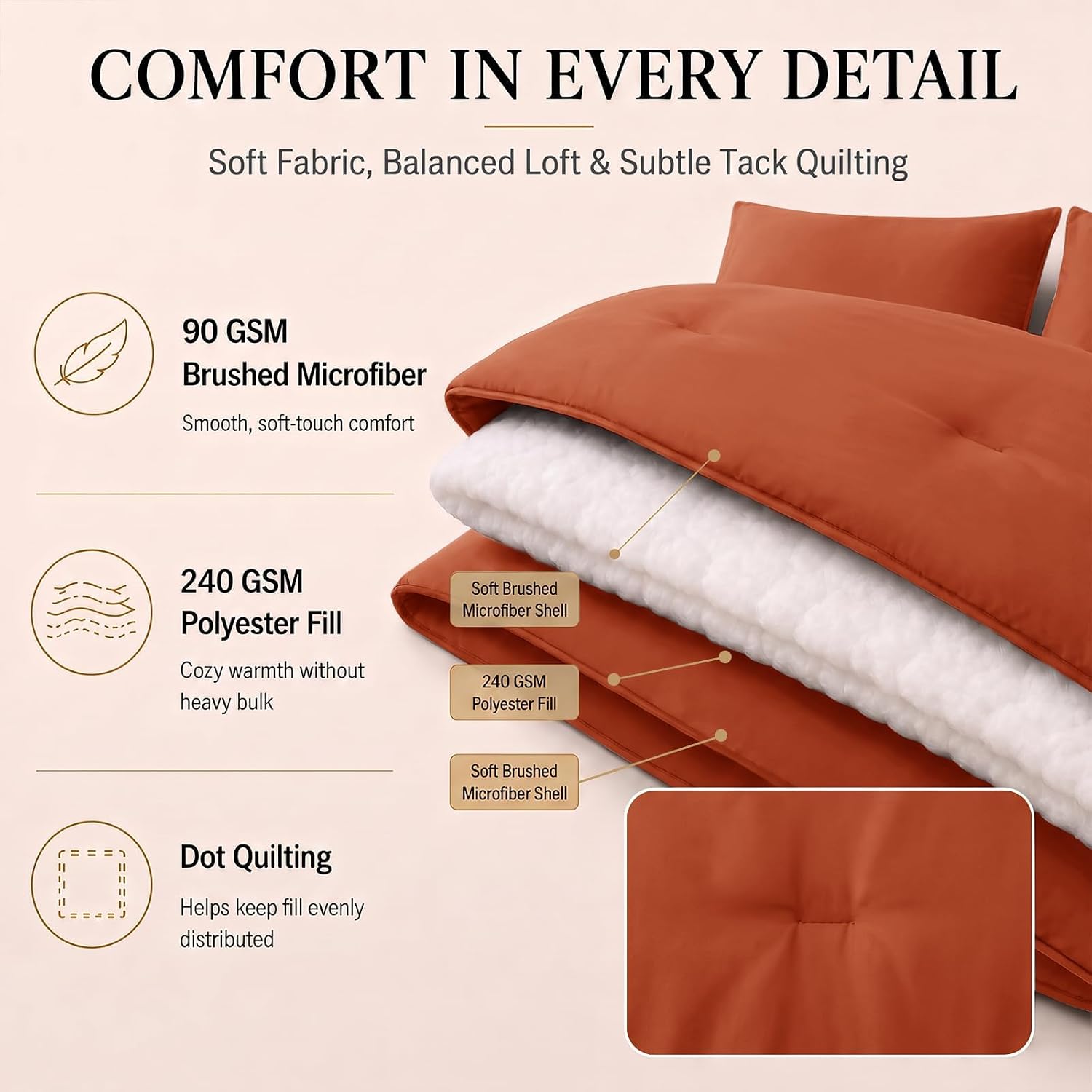 Detalle de CozyLux Comforter Set, California King