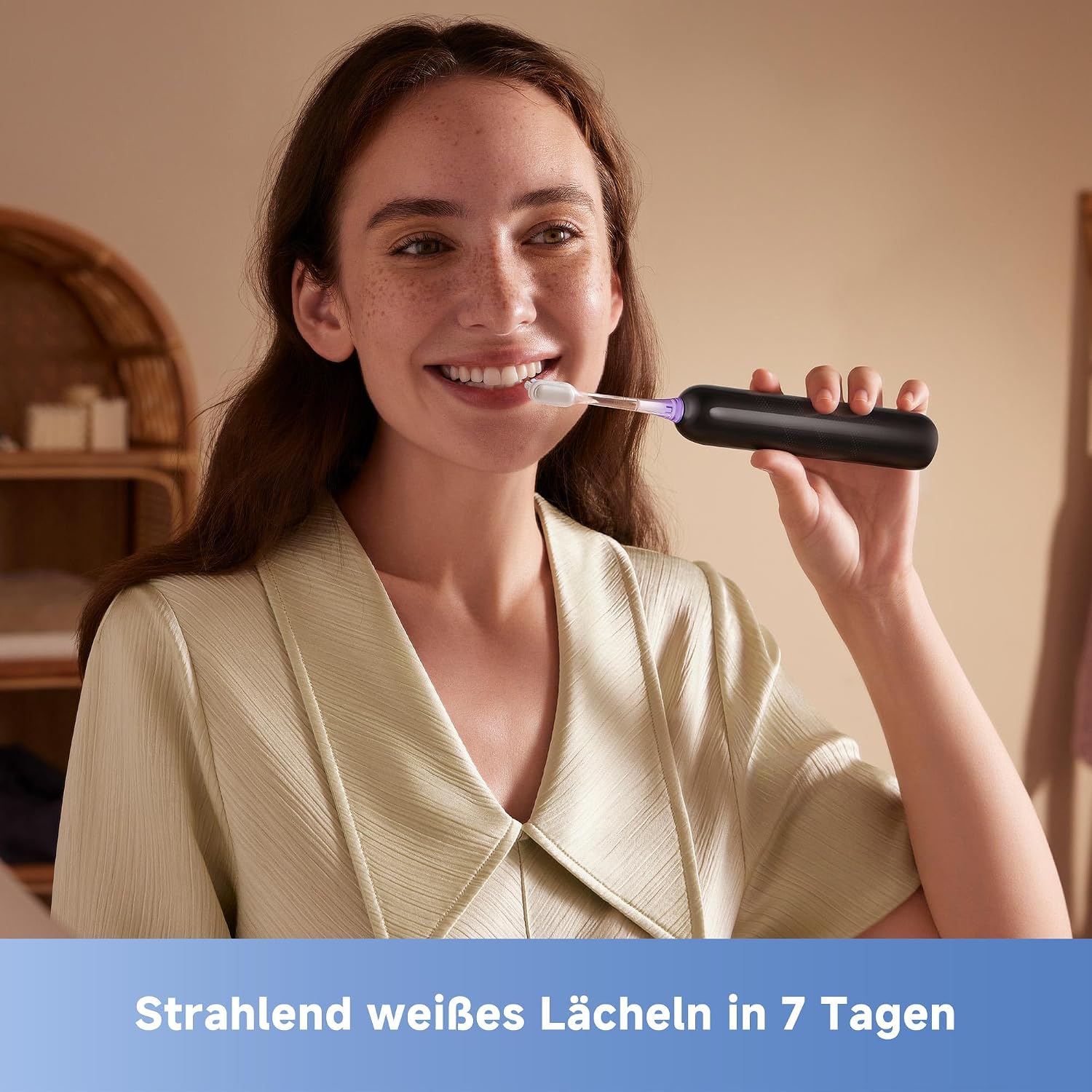 Detalle de Mova Fresh SweepDrive™ – Elektrische Zahnbürste, Schwarz, Typ-C Laden, 3-in-1 Bürstenkopf
