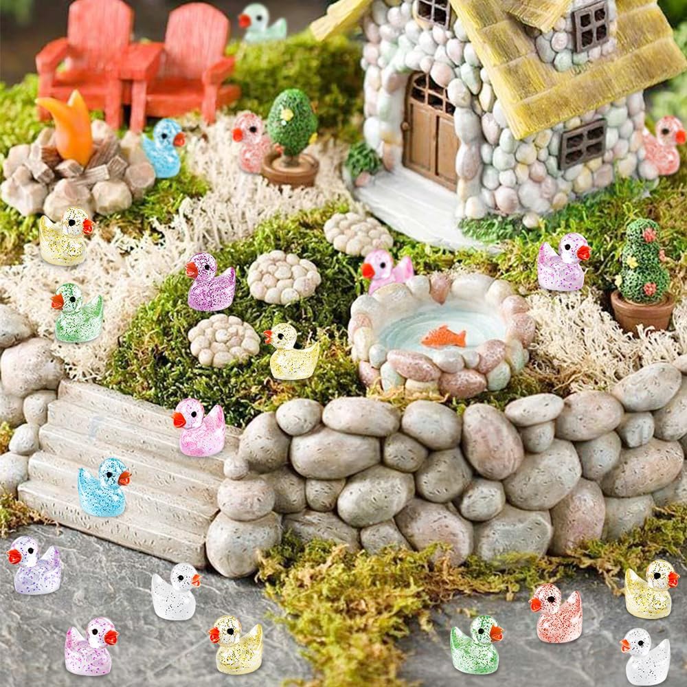 Thumbnail 4 de DULEFUN 100pcs Mini Glitter Ducks resin figurines 🐥