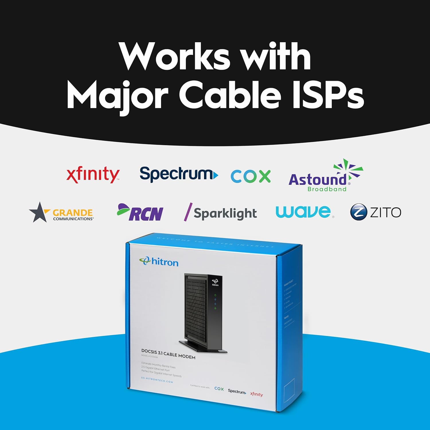 Detalle de Hitron CODA56 DOCSIS 3.1 Cable Modem 2.5 Gbps