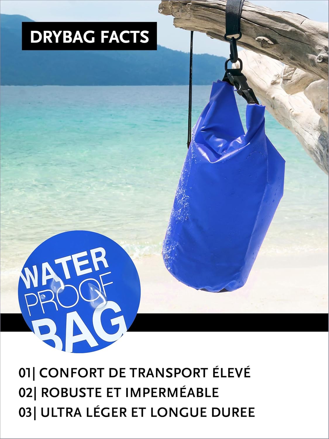 Detalle 2 de DonDon Dry Bag Sac étanche 2L–30L avec bandoulière — robuste, léger et polyvalent