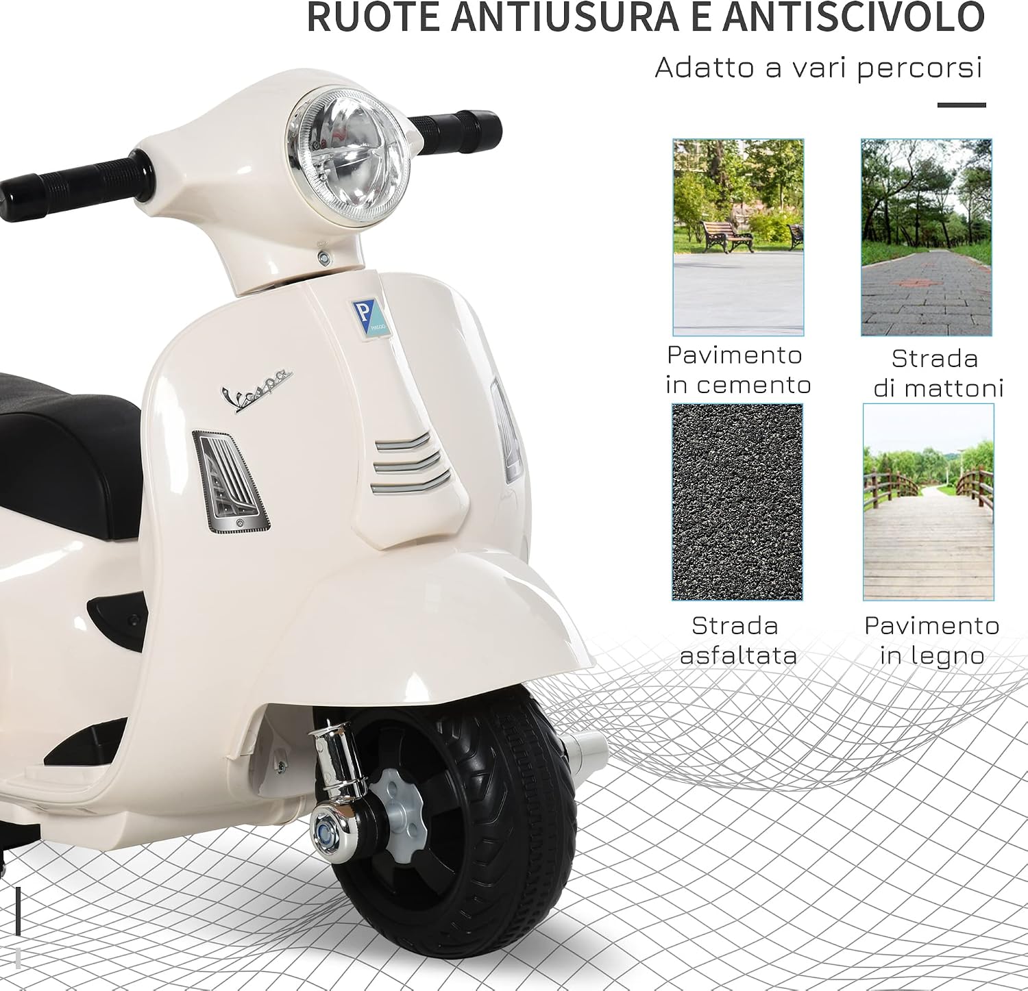 Thumbnail 4 de HOMCOM Moto elettrica per bambini Vespa 6V, 18–36 mesi