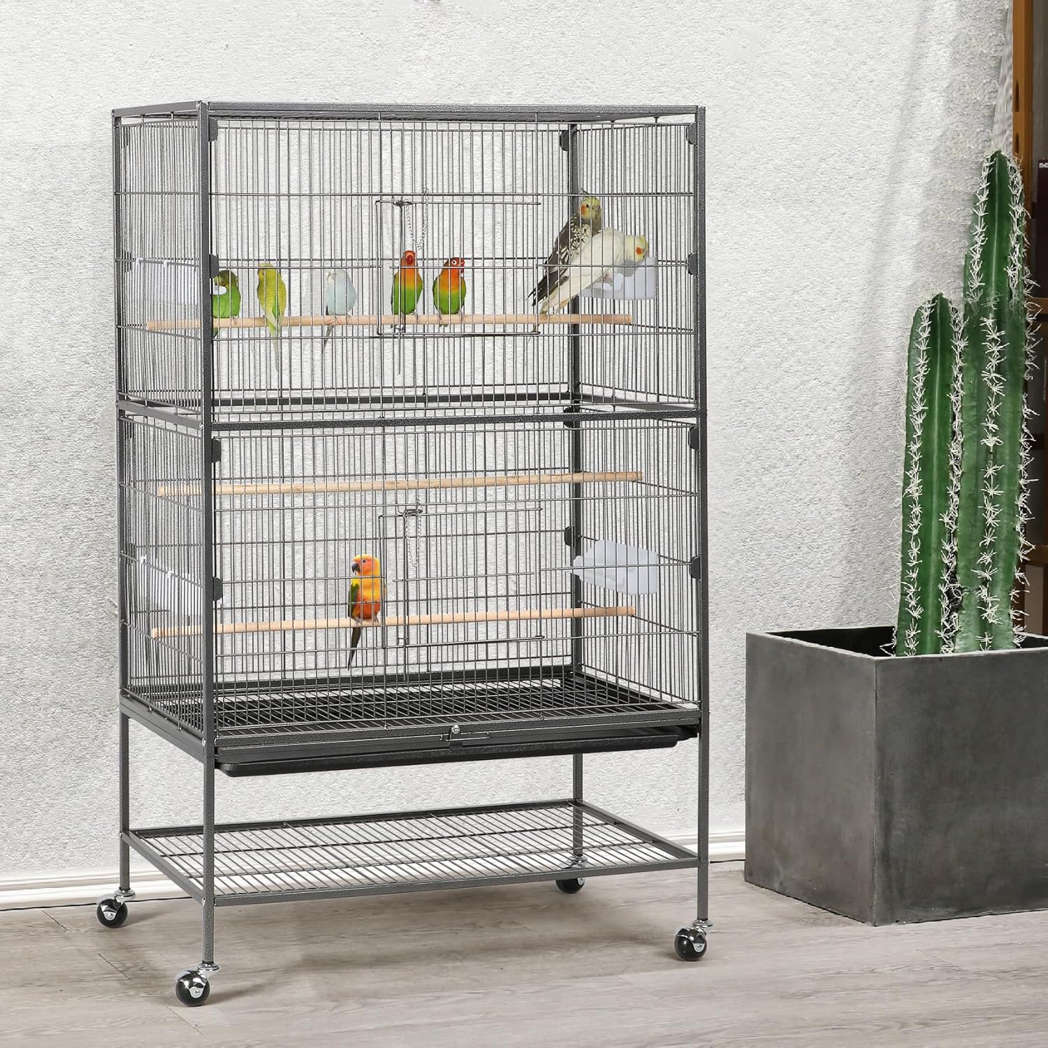 Detalle de Yaheetech Gabbia Voliera 79×51,8×132 cm 🐦