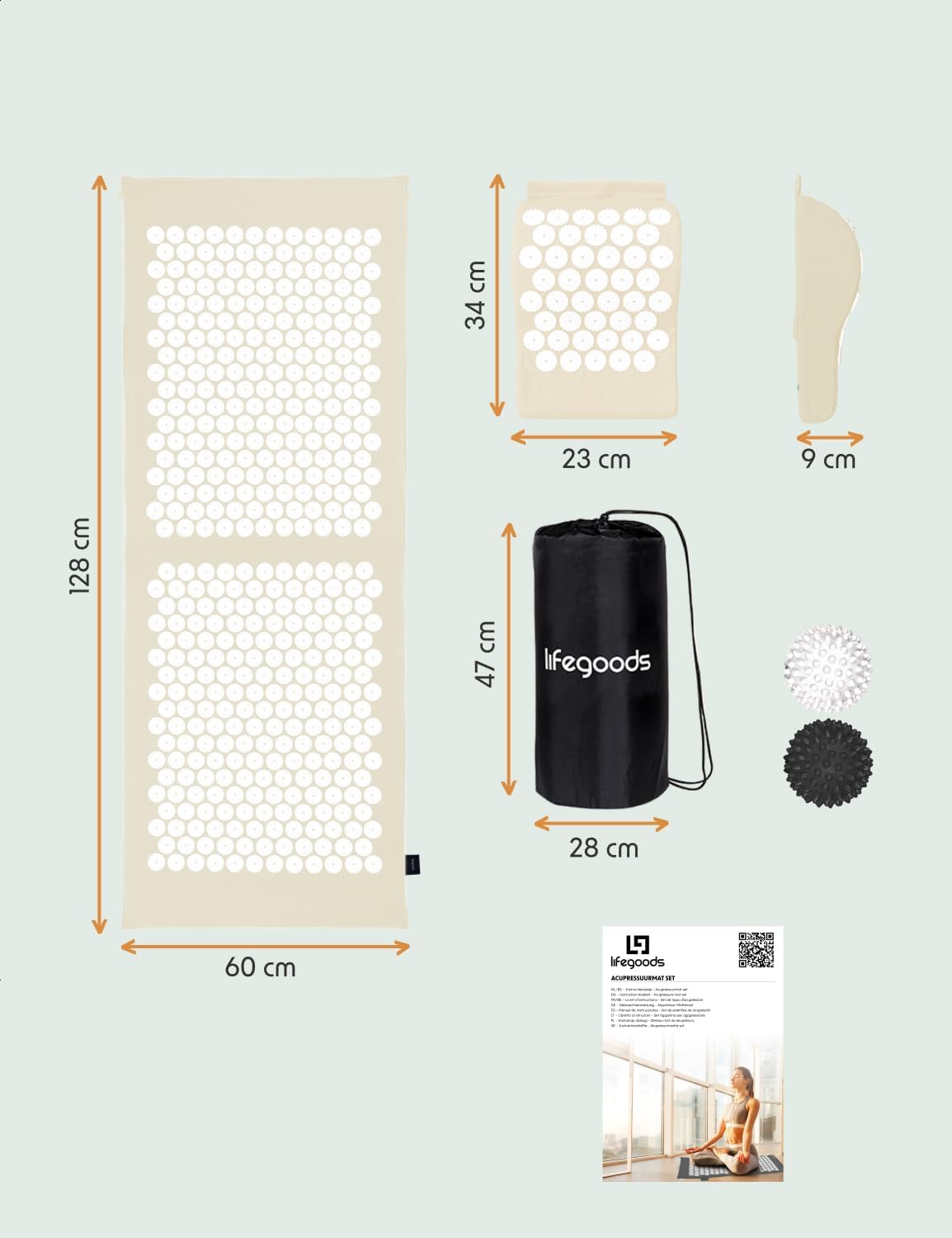 Thumbnail 6 de LifeGoods Akupressurmatte XL mit Kissen – Akkupressurmatte gegen Verspannungen in Rücken, Nacken & Schultern