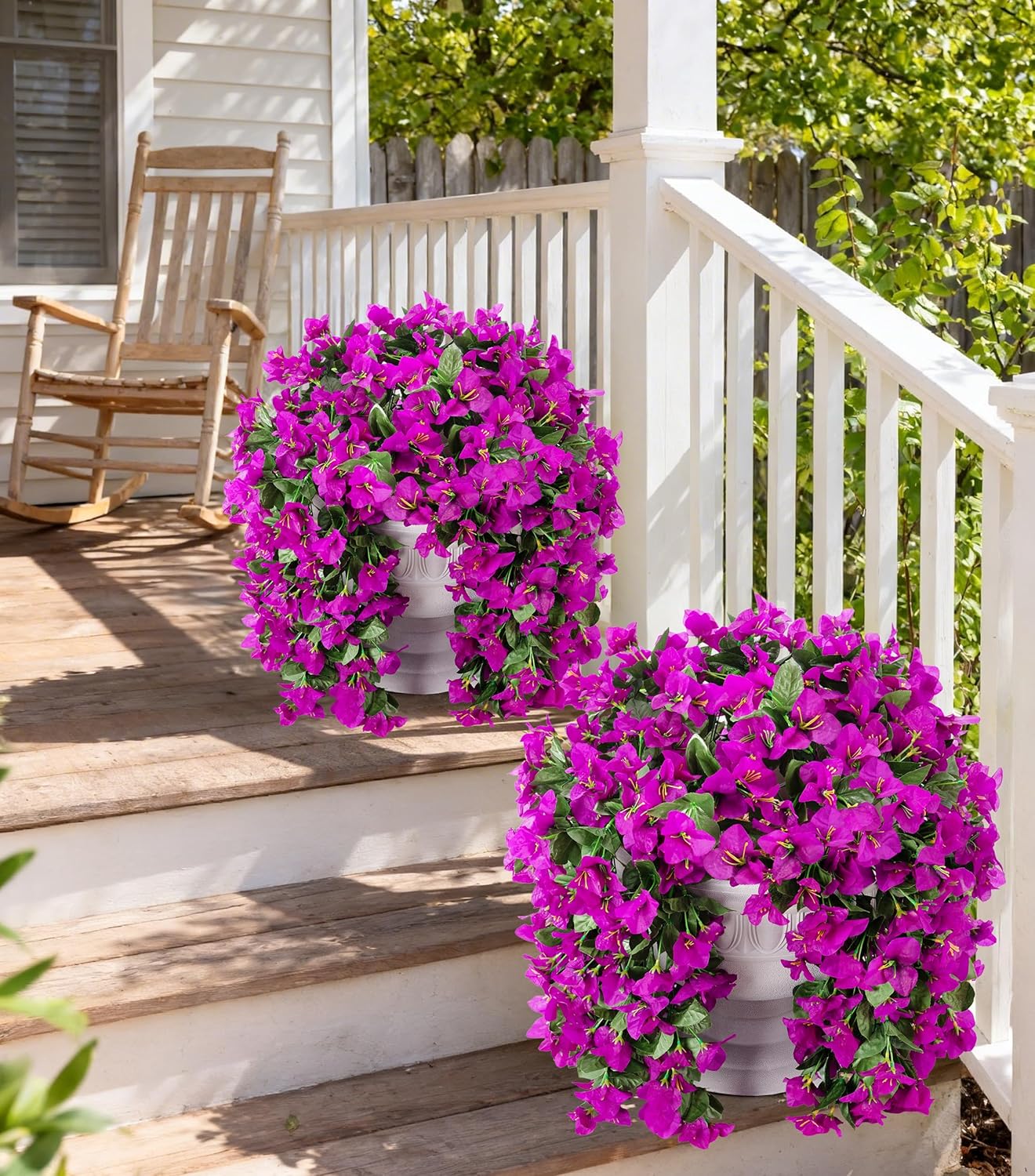 Thumbnail 1 de Faux Bougainvillea Artificial Flowers (2 Bundles) with UV-Resistant Long Trailing Vines for Outdoor Porches & Planters