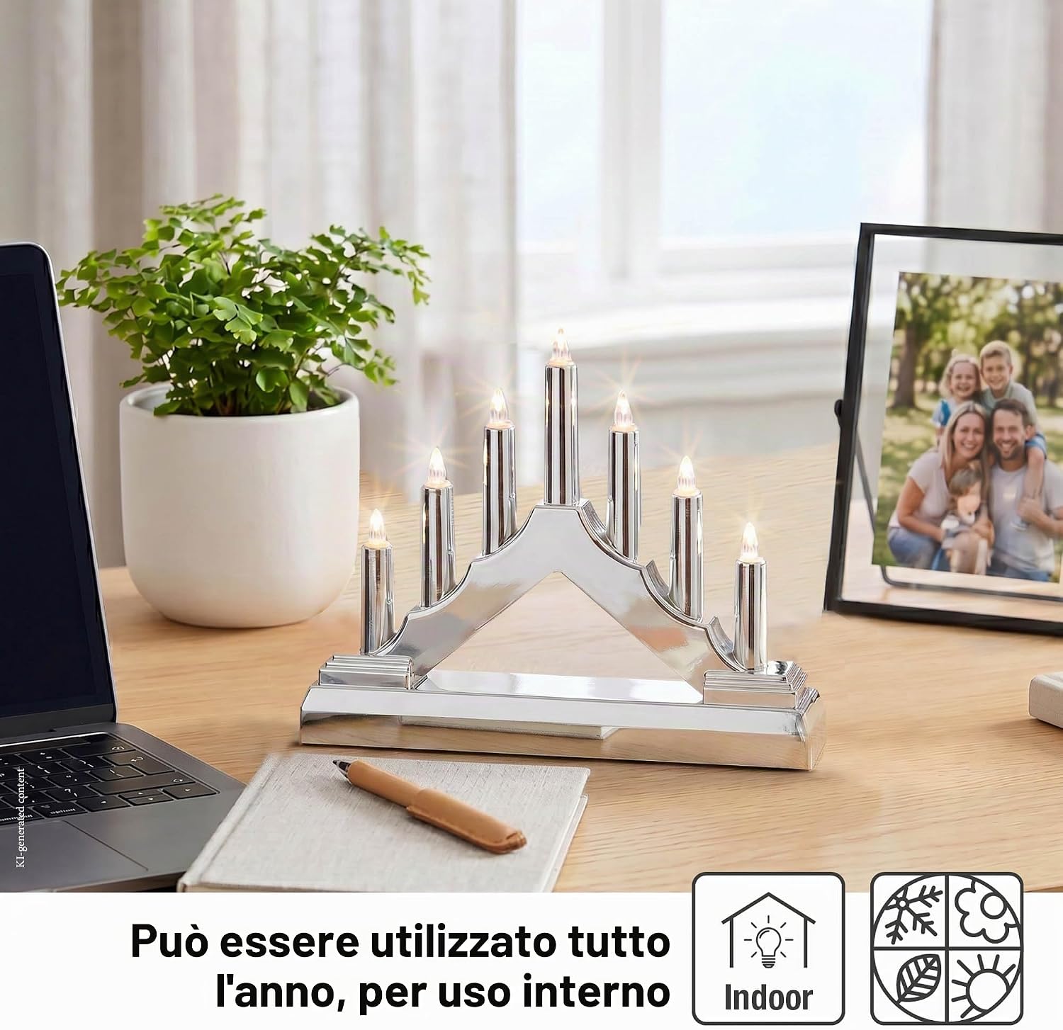 Detalle de Hellum 520934: Candelabro LED argentato per interni con 7 luci calde