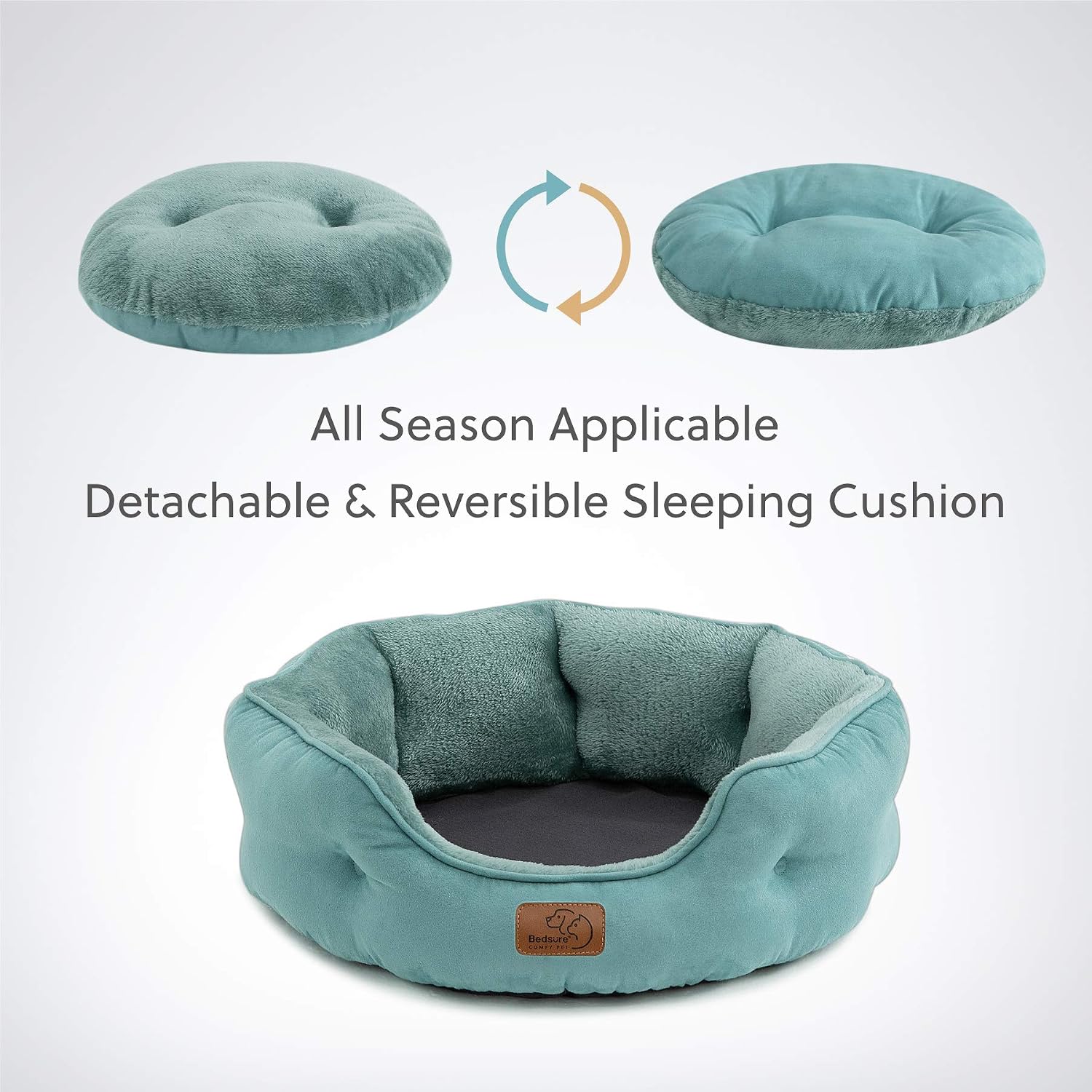 Detalle 1 de Bedsure B0B0P1E00LC2 Round Pet Bed, 20-Inch Plush Sherpa for Small Pets