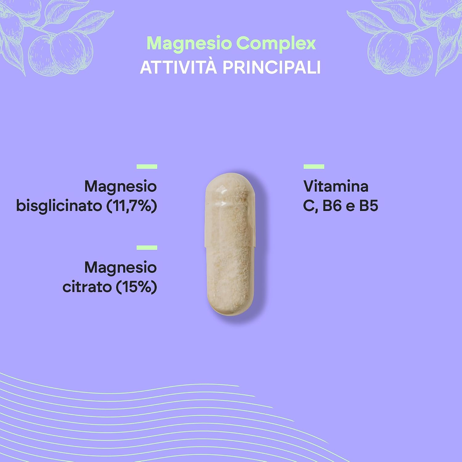 Detalle 2 de Magnesio Bisglicinato + Citrato 2145mg - Vitamine B5, B6 e C - Nutralie, 120 Capsule Vegane