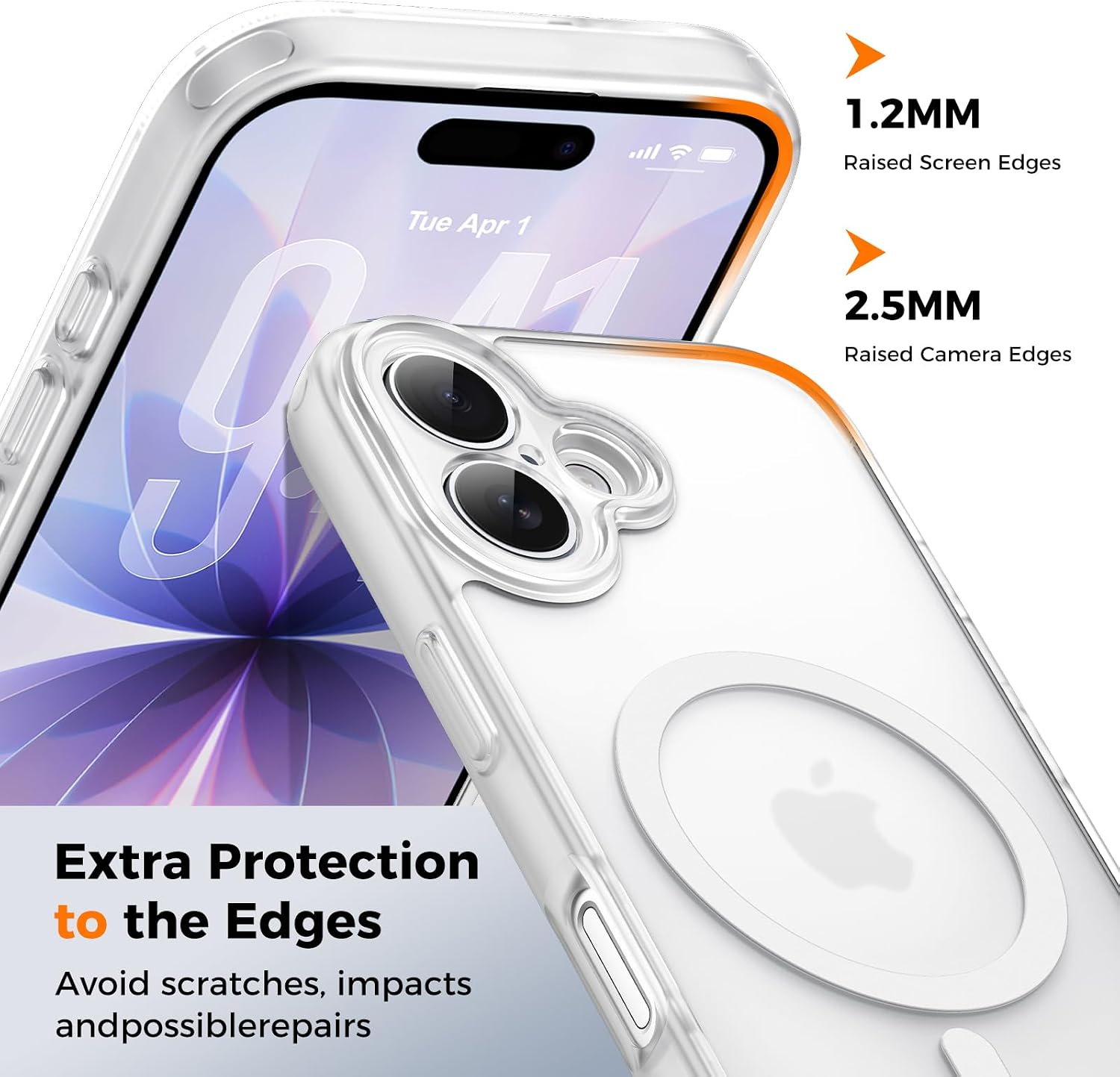 Detalle de EASDNB Hülle für iPhone 17 MagSafe mit Kameraschutz – Transparente Matt-Rückseite, stoßfest