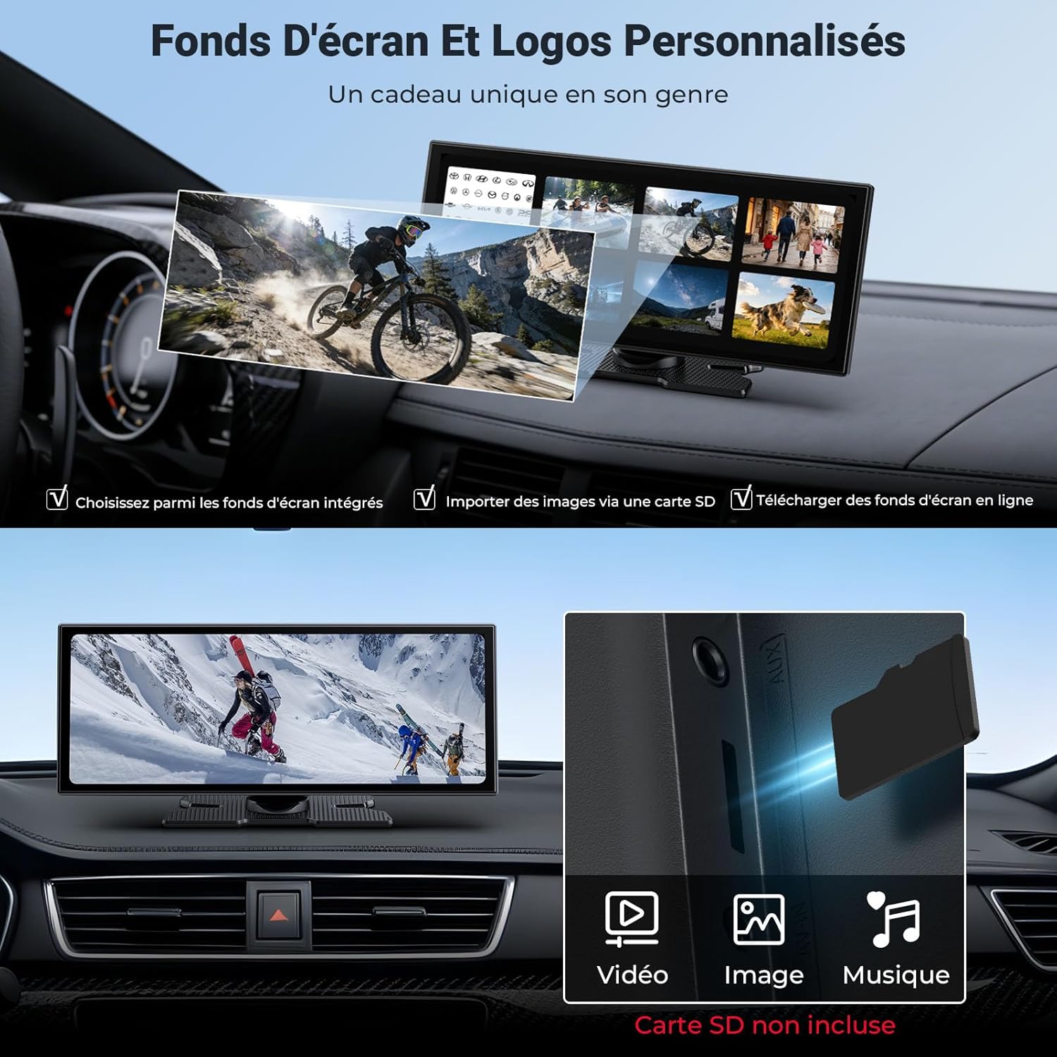 Thumbnail 6 de APHQUA Écran CarPlay Portable 11,5” HD – CarPlay Sans Fil, Android Auto et Caméra de Recul 1080P