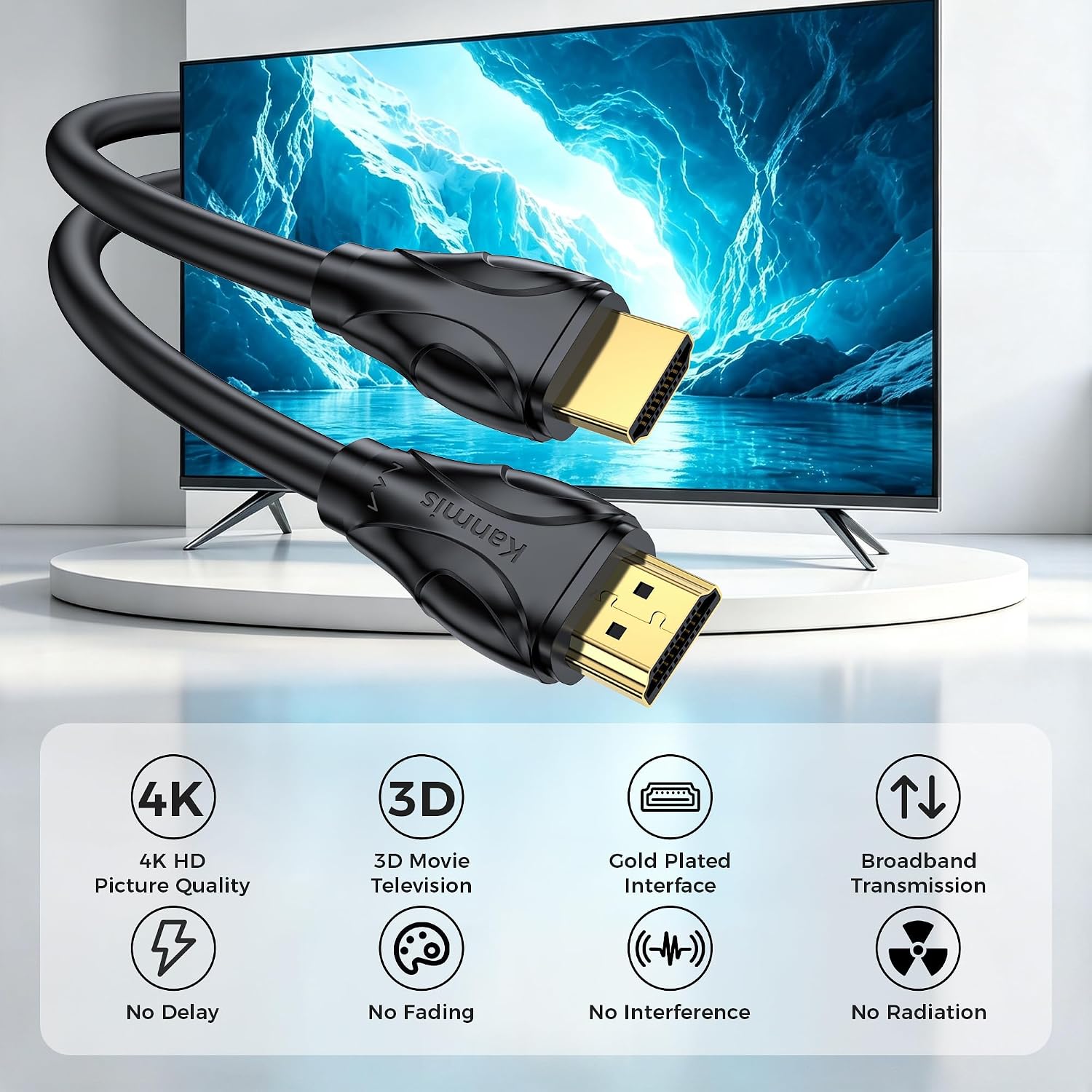 Thumbnail 2 de kanmis 4K HDMI Cable 75ft — High Speed HDMI 2.0 Cable with Gold Plated Connectors