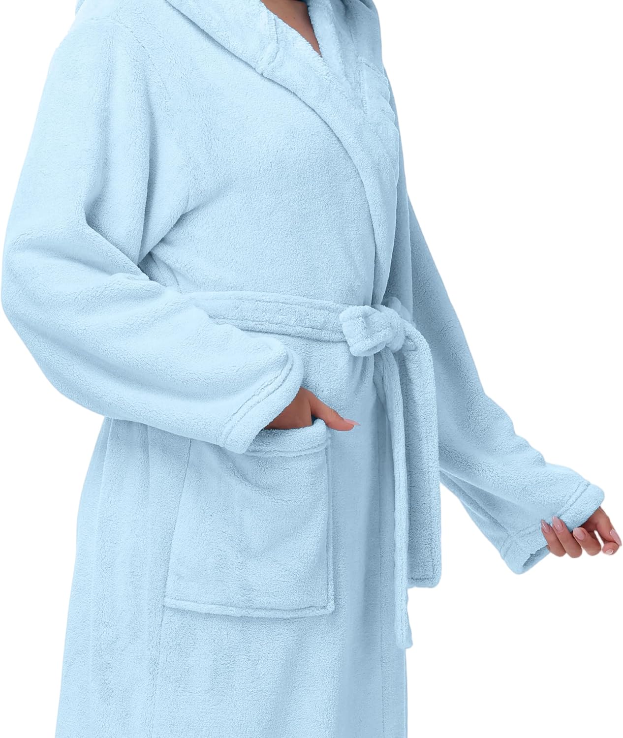 Detalle de Eonkasp Hooded Fleece Bathrobe