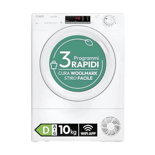 Candy Smart Pro Asciugatrice a Pompa di Calore 10 Kg, Classe D, Bianca