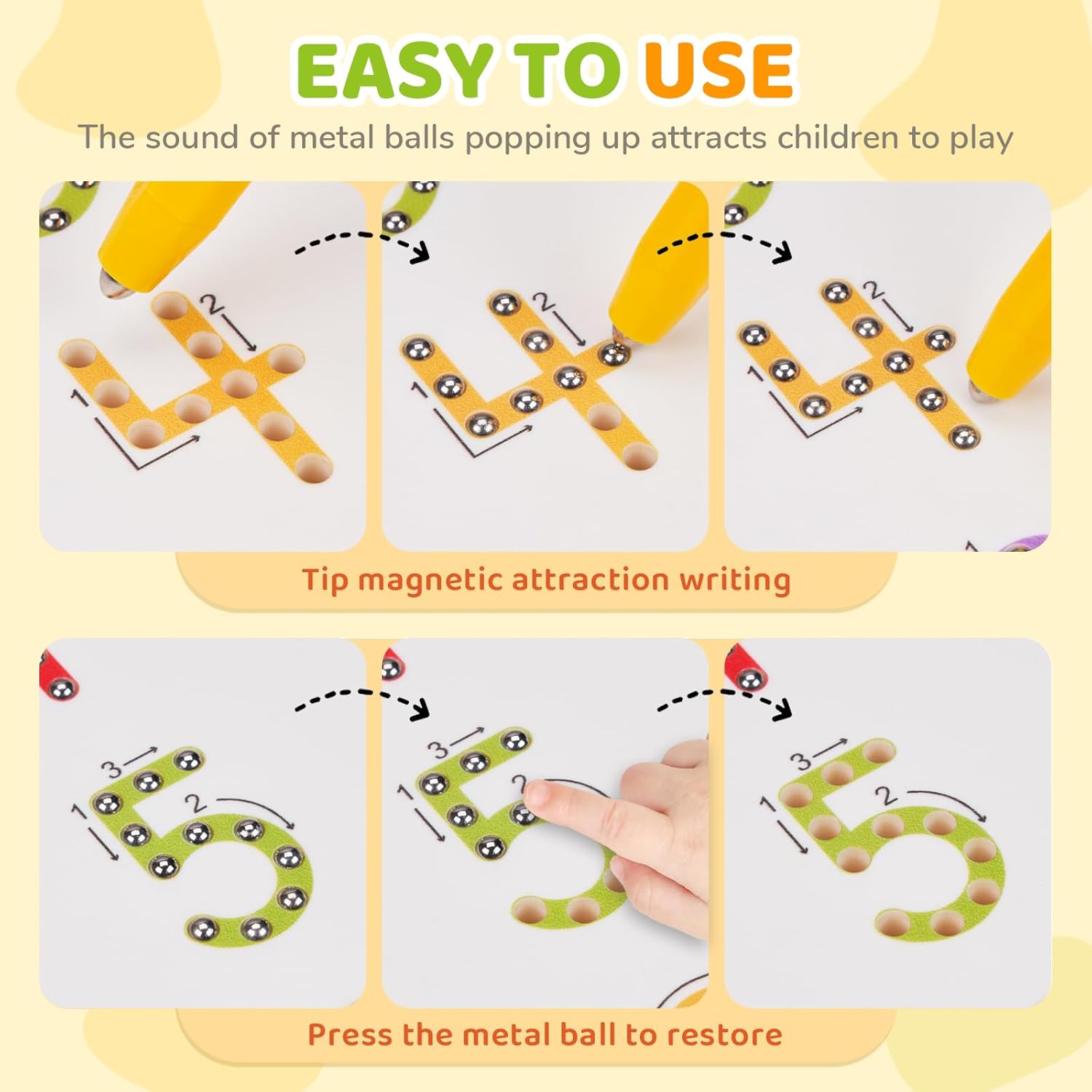 Detalle 2 de GAMENOTE Magnetic Number Tracing Board: 2-in-1 Double-Sided Math Learning Toy for Toddlers & Kids