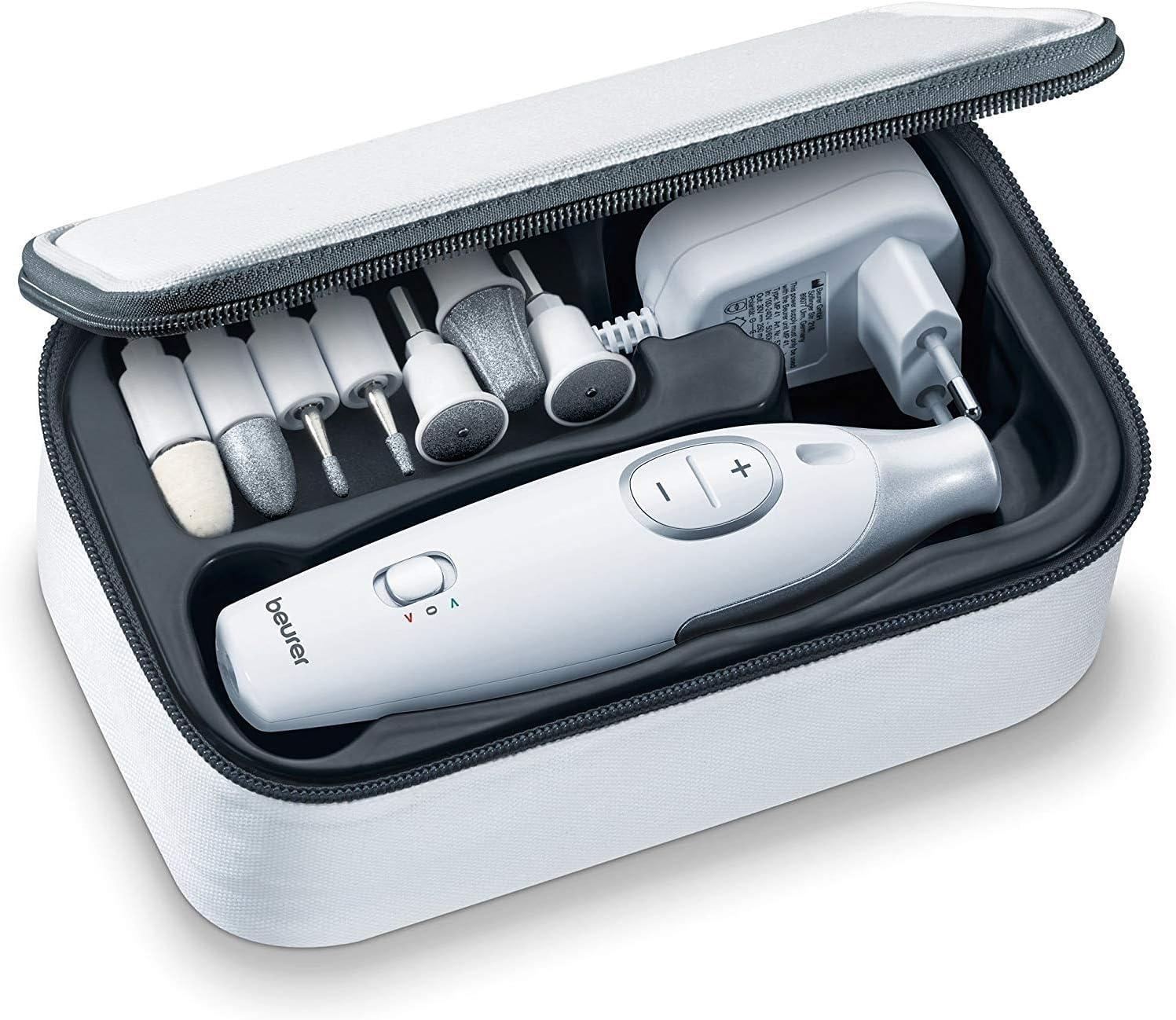 Detalle de Beurer MP 42 Ponceuse pour ongles – kit mani/pédi avec 7 embouts en saphir et feutre