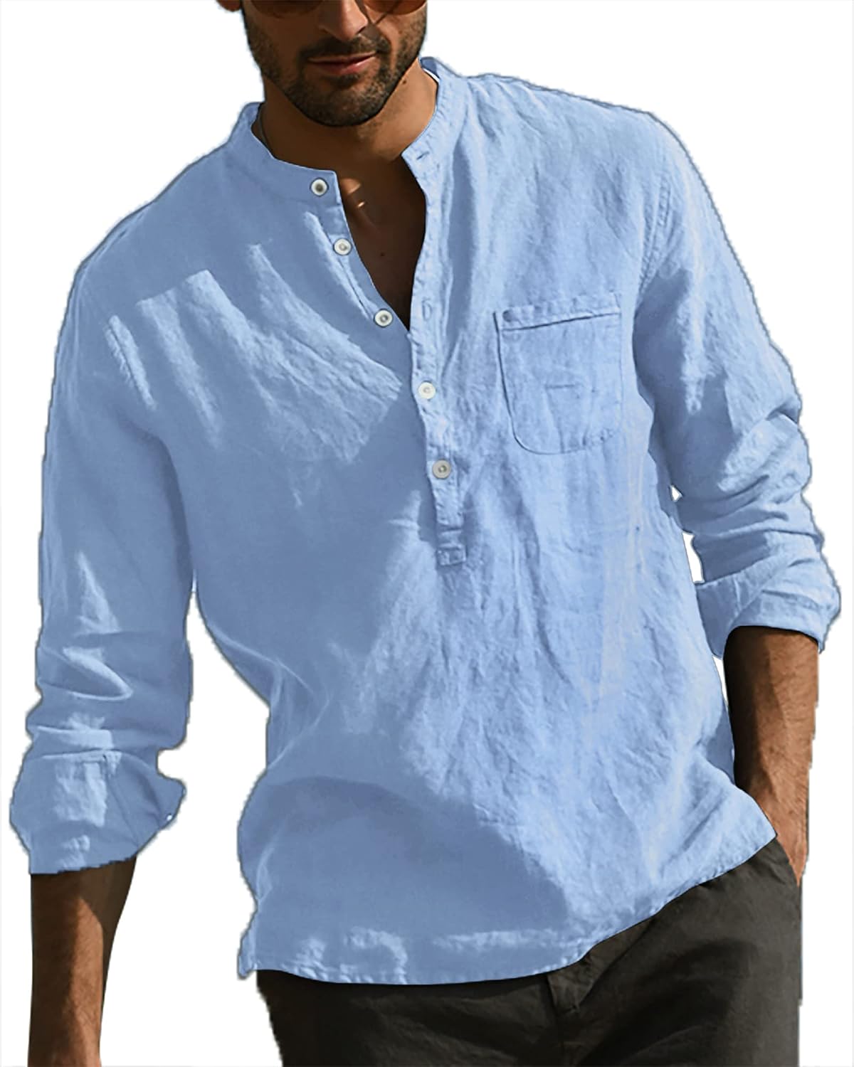 Detalle 2 de LVCBL Camicia da Uomo A Maniche Lunghe