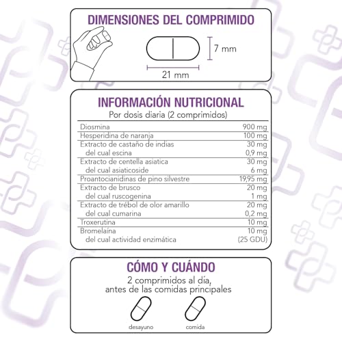 Detalle de Diosmina Hesperidina PiùLife 1000 mg – 90 comprimidos