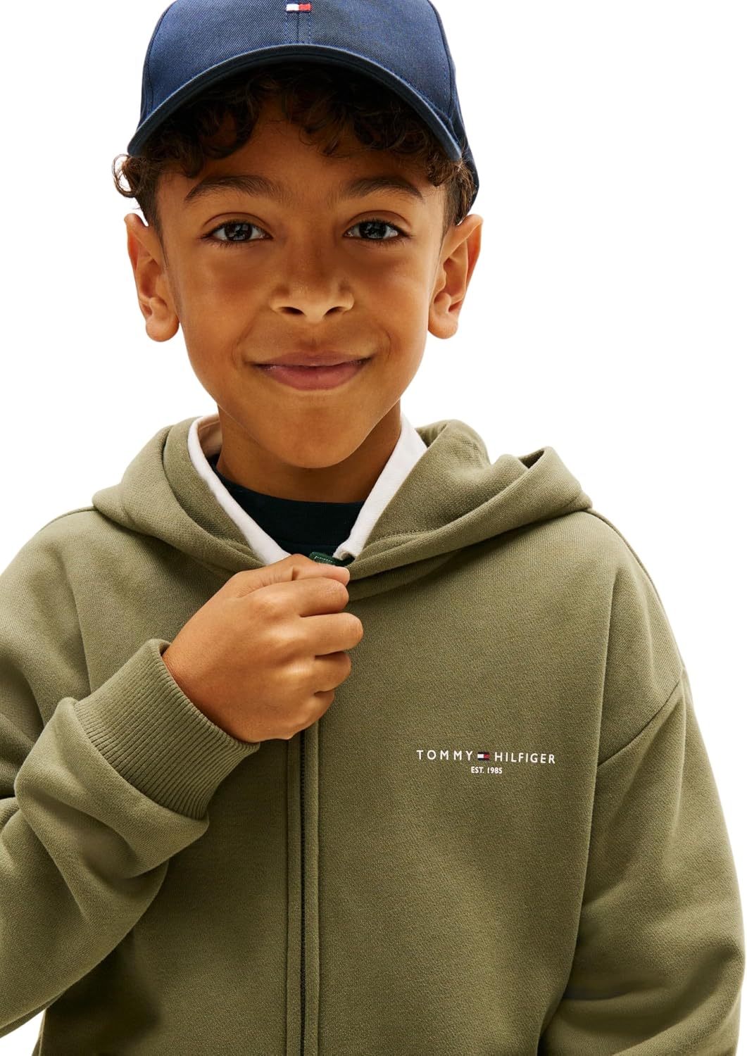 Detalle de Tommy Hilfiger Mini Corp Zip Through Hoodie Ks0ks00726 – Felpa con cappuccio unisex bambini e ragazzi