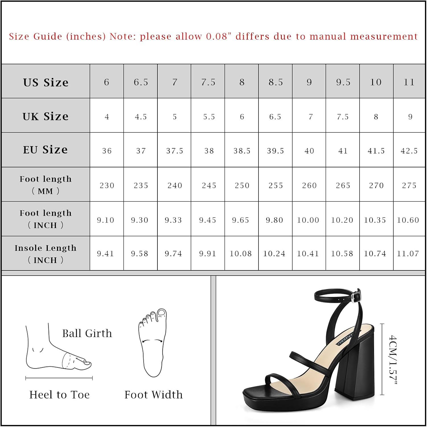 Thumbnail 6 de MIRAAZZURRA Platform Heels for Women, 4-Inch Block Heel, Square Toe