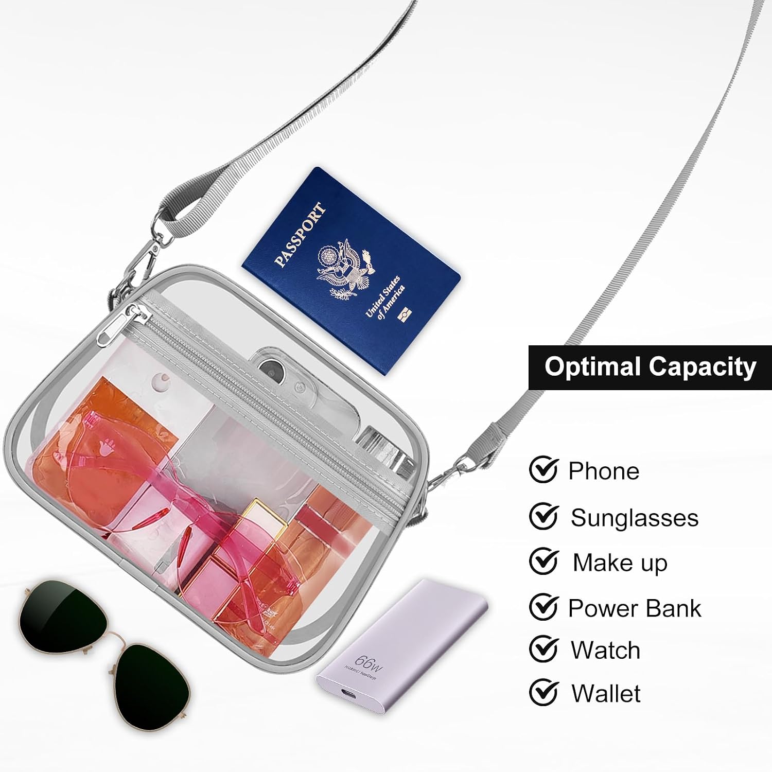 Detalle 2 de USPECLARE Clear Stadium Bag, 0.4 mm PVC with Adjustable Strap