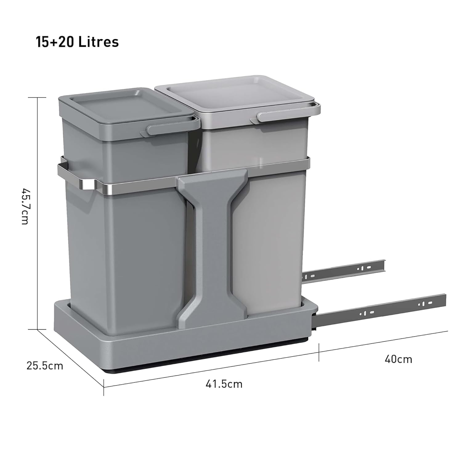 Detalle de EKO Poubelle Cuisine Double Tri 2 Compartiments 20L + 15L Extractible sous Évier avec Rails Coulissants