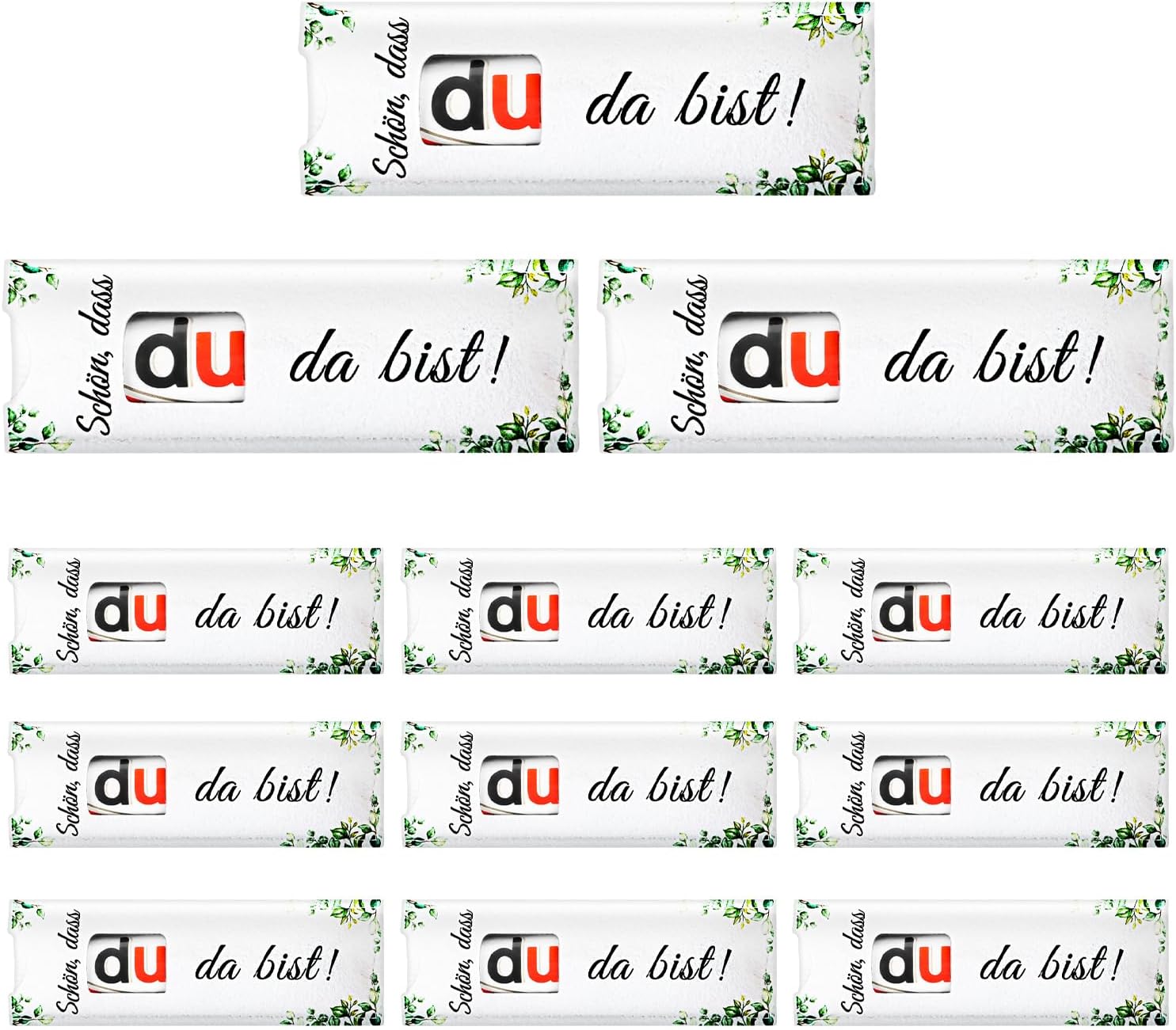 Giftota 12-teiliges Geschenkset „Schön, dass du da bist“ (ohne Schokolade) im Eukalyptus-Design