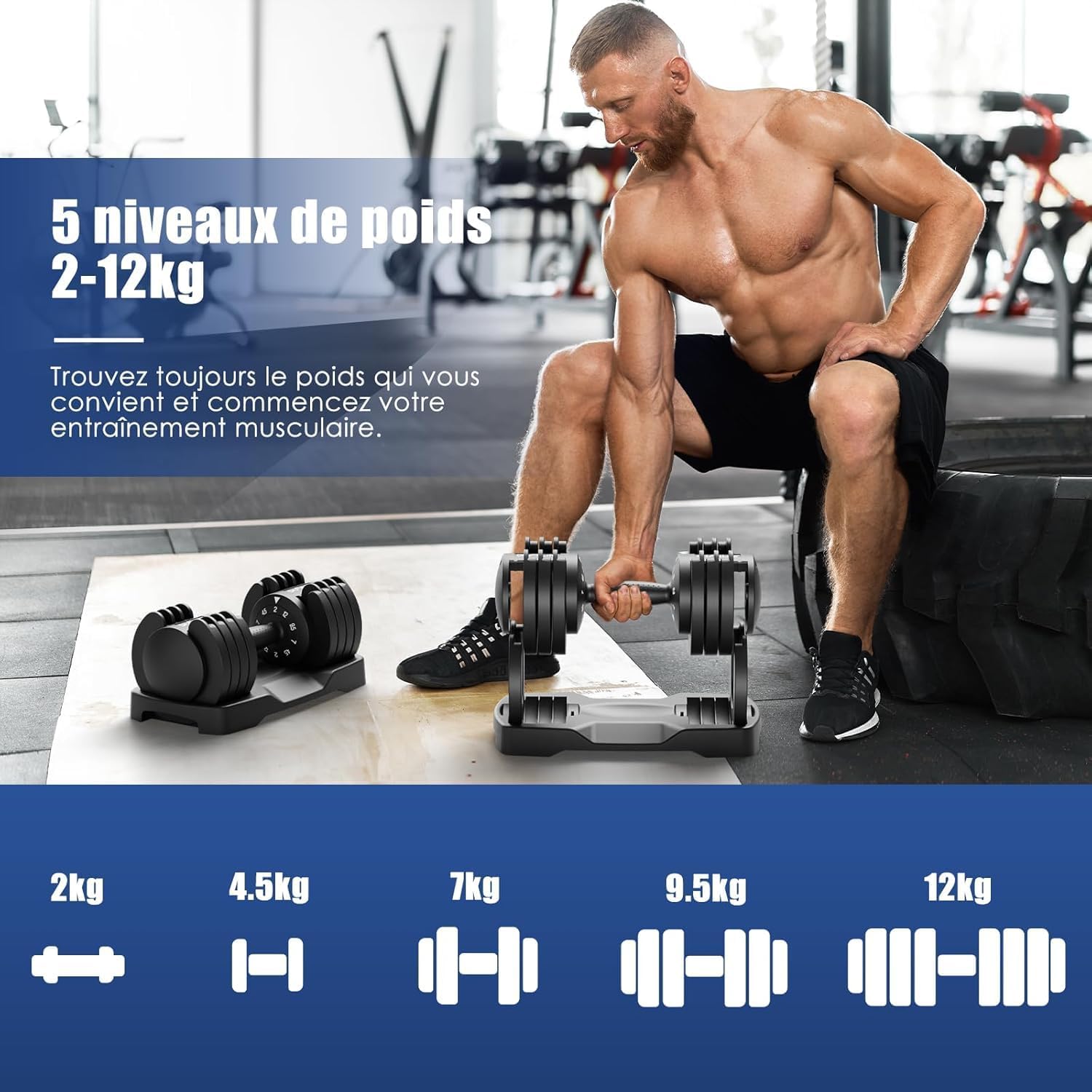 Thumbnail 1 de DH FitLife haltères réglables 12 kg 🏋