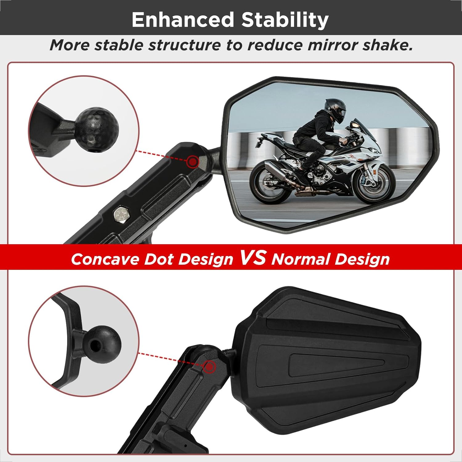 Detalle de Evermotor 360° Motorcycle Mirrors — E-Mark, 2-Pack