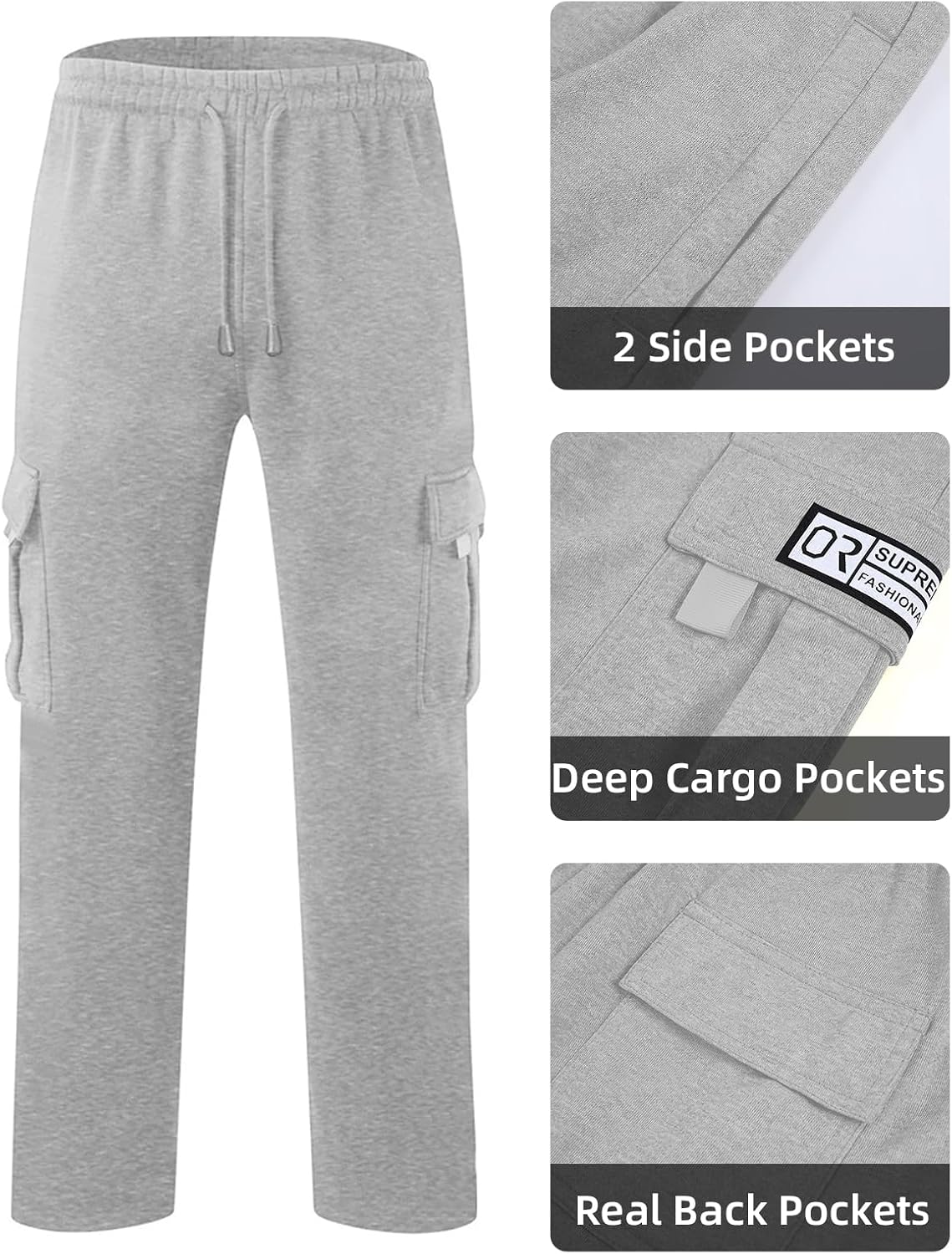 Detalle 1 de Lasjixion Men's Fleece Cargo Sweatpants