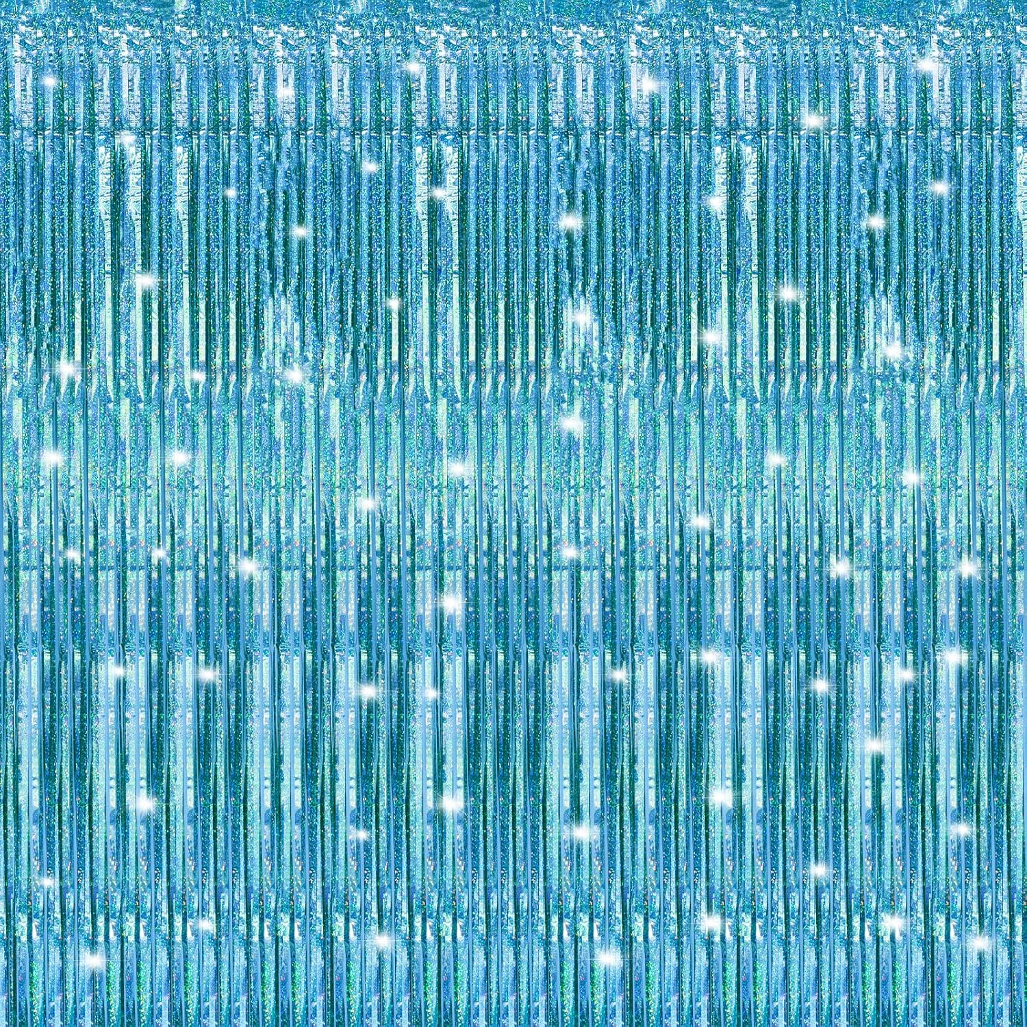 Thumbnail 5 de Crosize 3.3 x 9.9 ft Dark Blue Foil Fringe Curtain ๐
